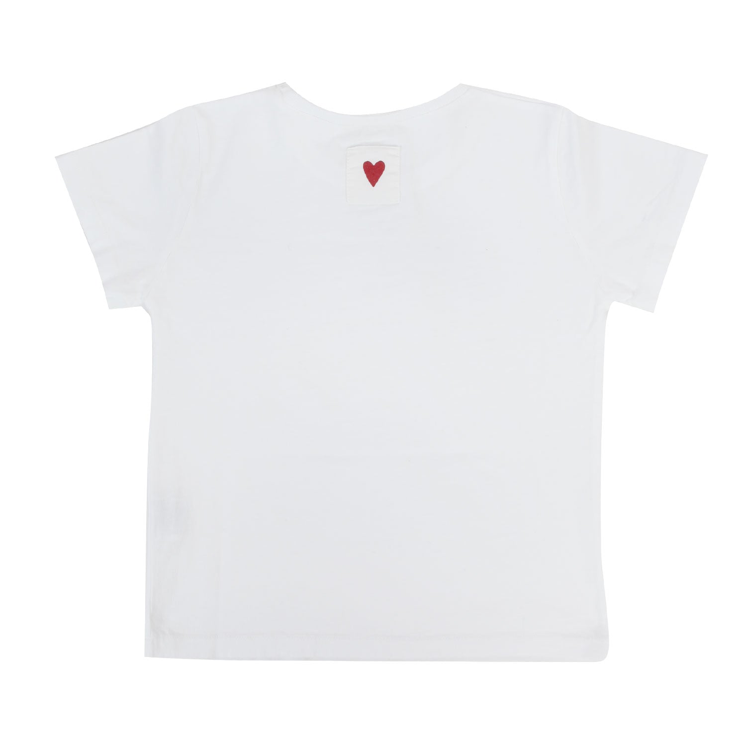 T-SHIRT BIANCA CON PATCH CUORE ROSSO BAMBINA - annameglio.com abbigliamento moda