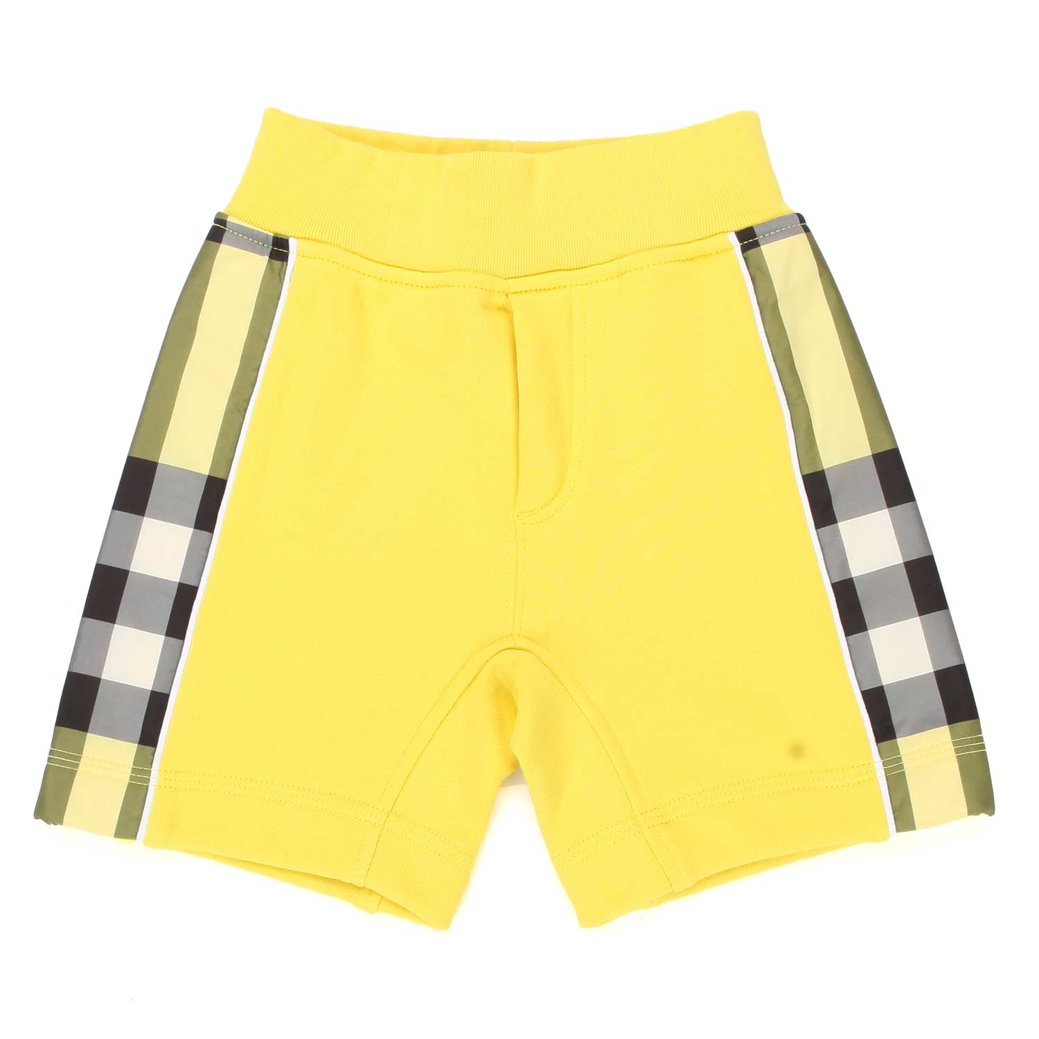 BERMUDA IN FELPA GIALLO E TARTAN BABY UNISEX - annameglio.com abbigliamento moda