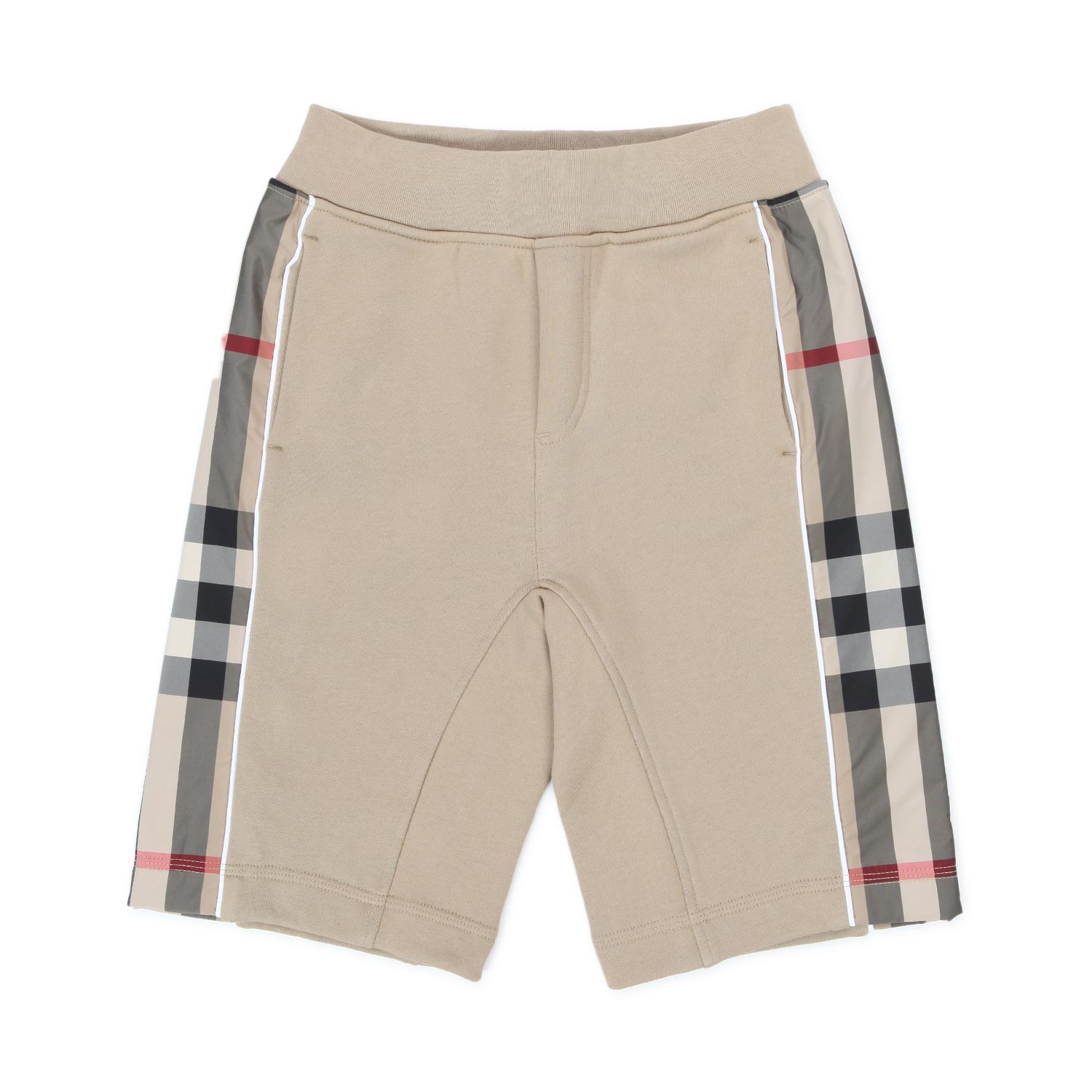 BERMUDA UNISEX IN FELPA BEIGE E TARTAN JR E TEEN - annameglio.com abbigliamento moda