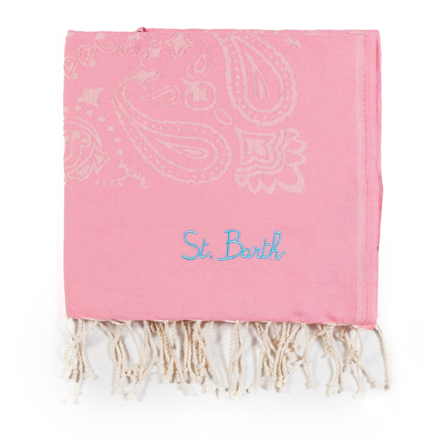 TELO MARE FOUTA BANDANA ROSA E BIANCO NATURALE - annameglio.com abbigliamento moda