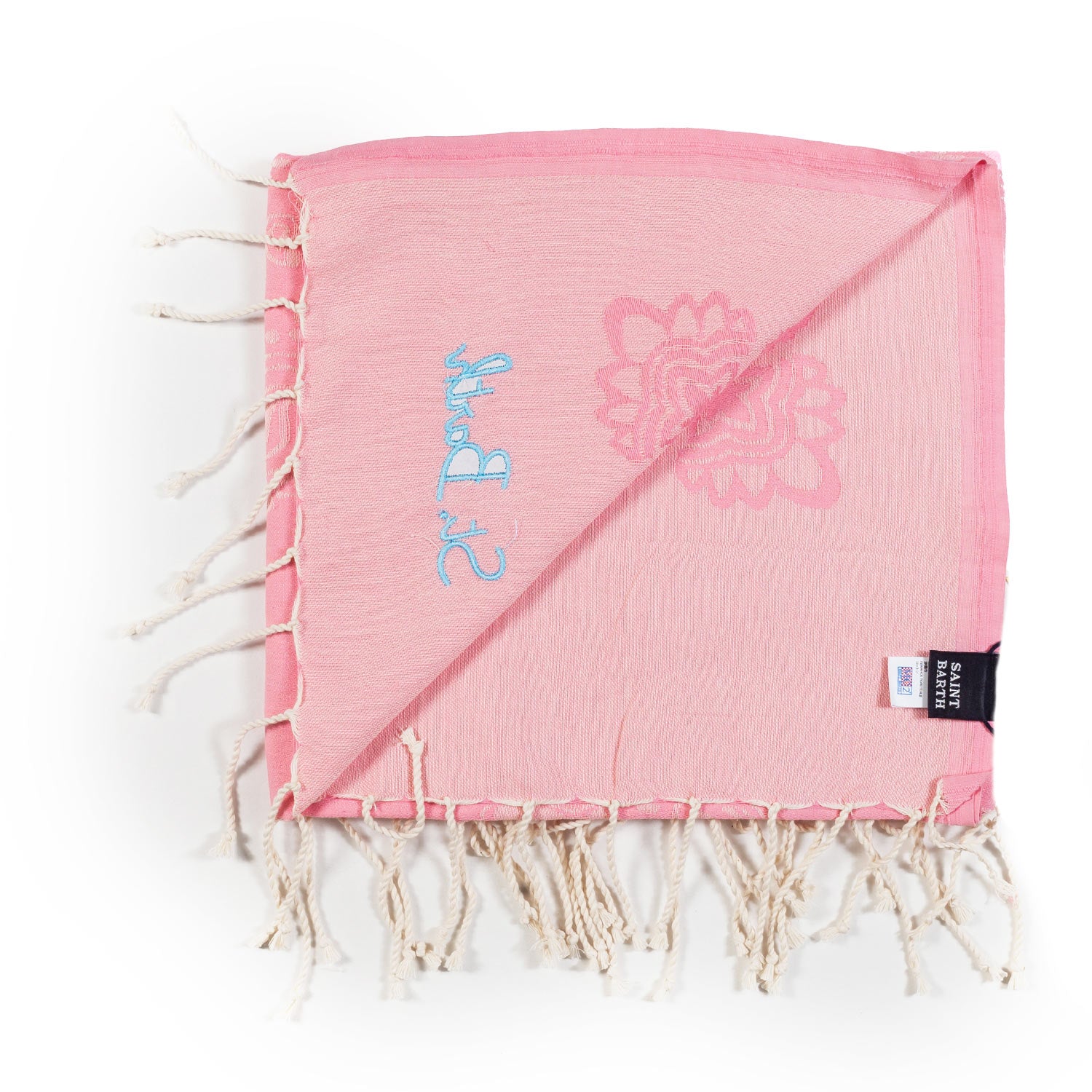 TELO MARE FOUTA BANDANA ROSA E BIANCO NATURALE - annameglio.com abbigliamento moda