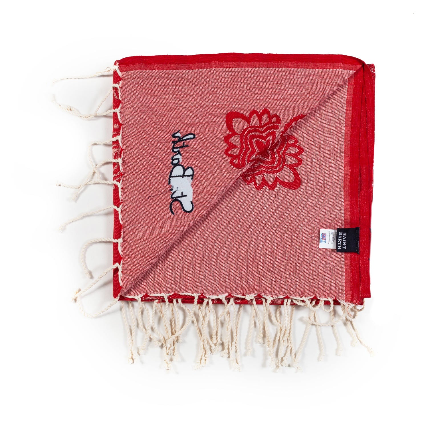 TELO MARE FOUTA BANDANA ROSSO E BIANCO NATURALE - annameglio.com abbigliamento moda