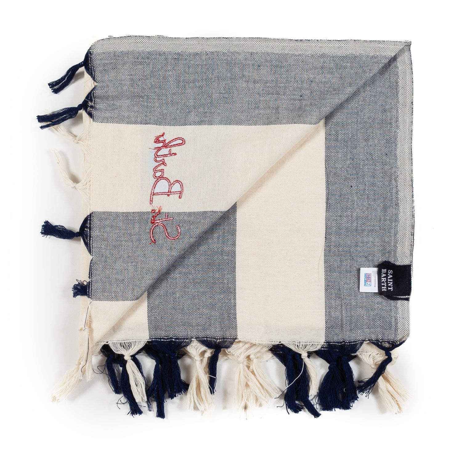 TELO MARE FOUTA BIANCO PANNA E BLU SCURO A STRISCE - annameglio.com abbigliamento moda