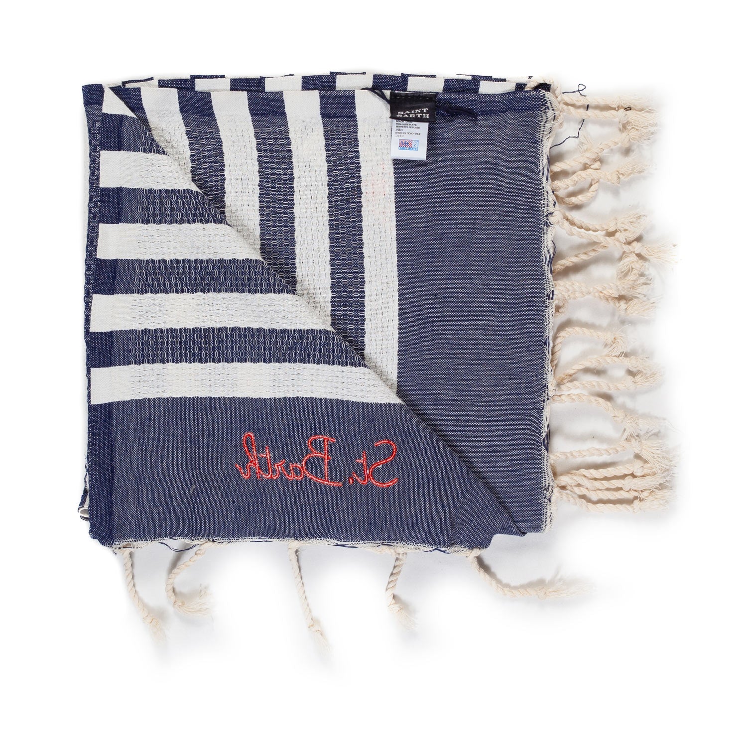 TELO MARE FOUTA BIANCO NATURALE E BLU A RIGHE - annameglio.com abbigliamento moda
