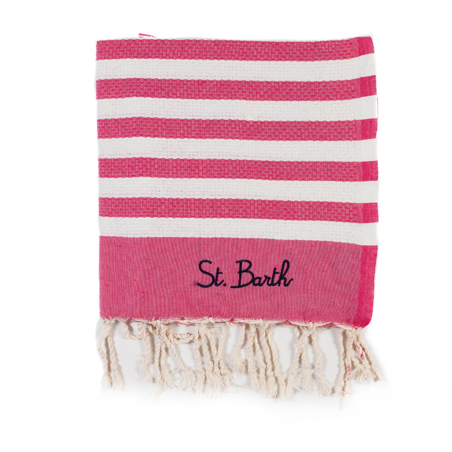 TELO MARE FOUTA BIANCO NATURALE E FUCSIA A RIGHE - annameglio.com abbigliamento moda