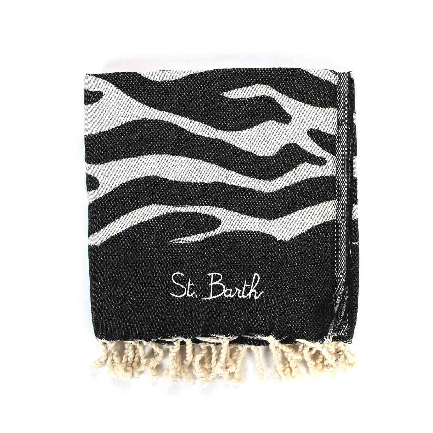 TELO MARE FOUTA UNISEX NERO E BIANCO ZEBRATO - annameglio.com abbigliamento moda