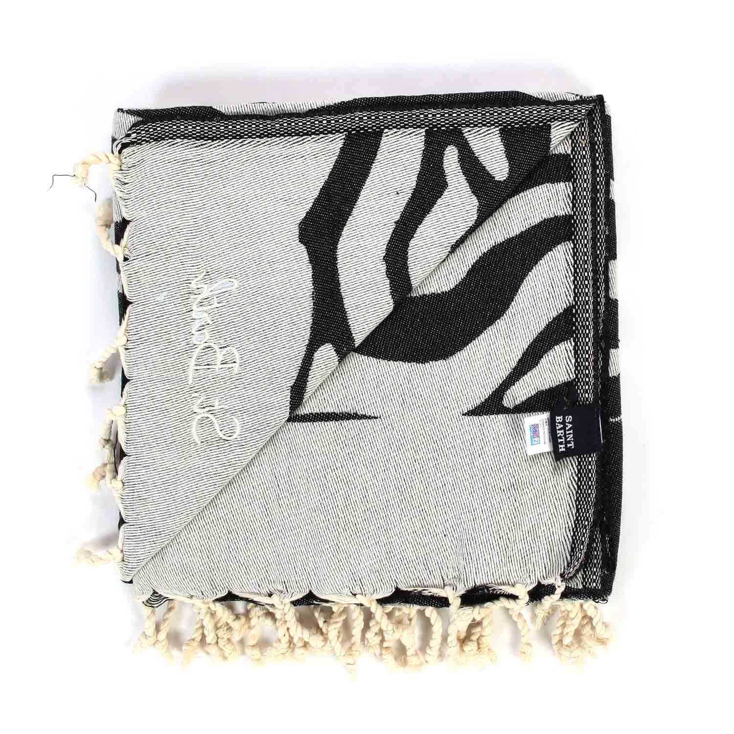 TELO MARE FOUTA UNISEX NERO E BIANCO ZEBRATO - annameglio.com abbigliamento moda