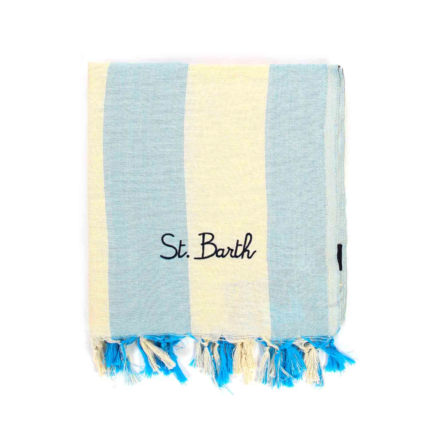 TELO MARE FOUTA UNISEX BIANCO E CELESTE A STRISCE - annameglio.com abbigliamento moda