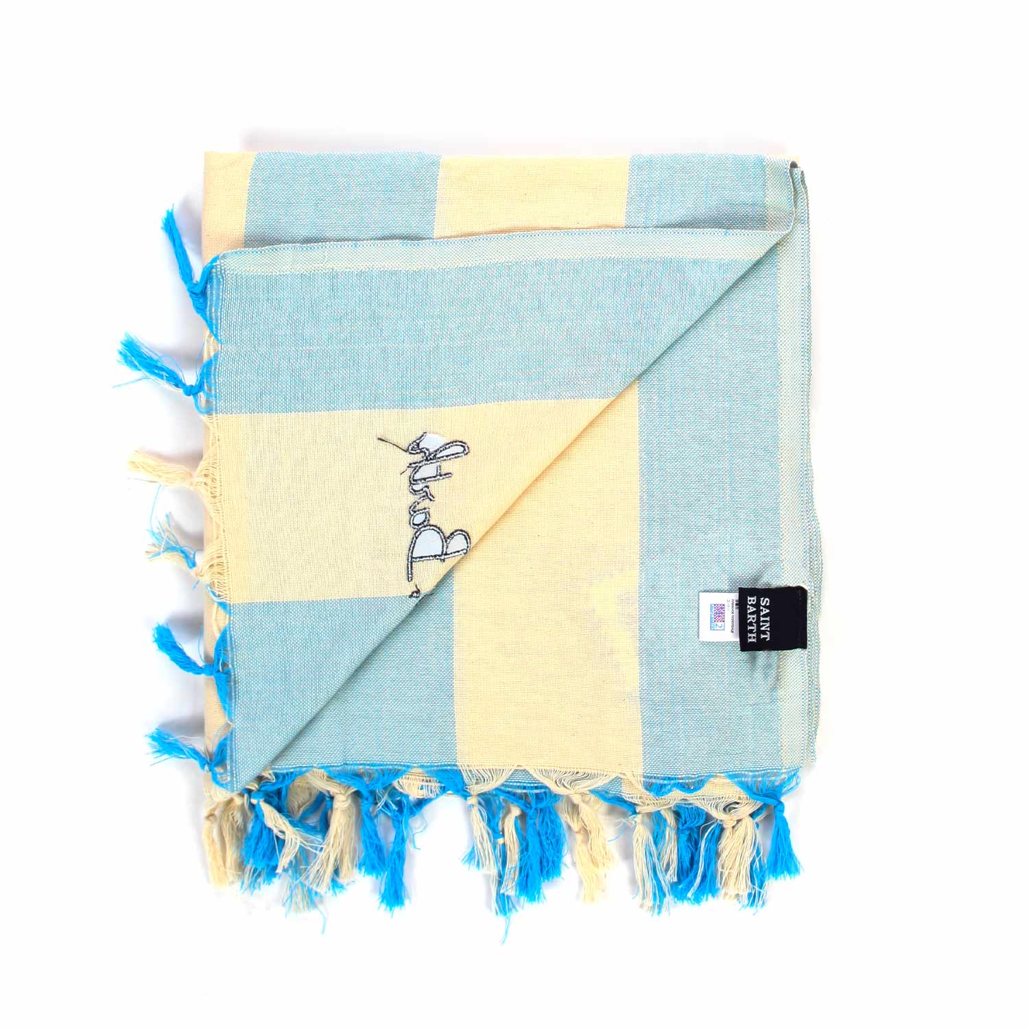 TELO MARE FOUTA UNISEX BIANCO E CELESTE A STRISCE - annameglio.com abbigliamento moda