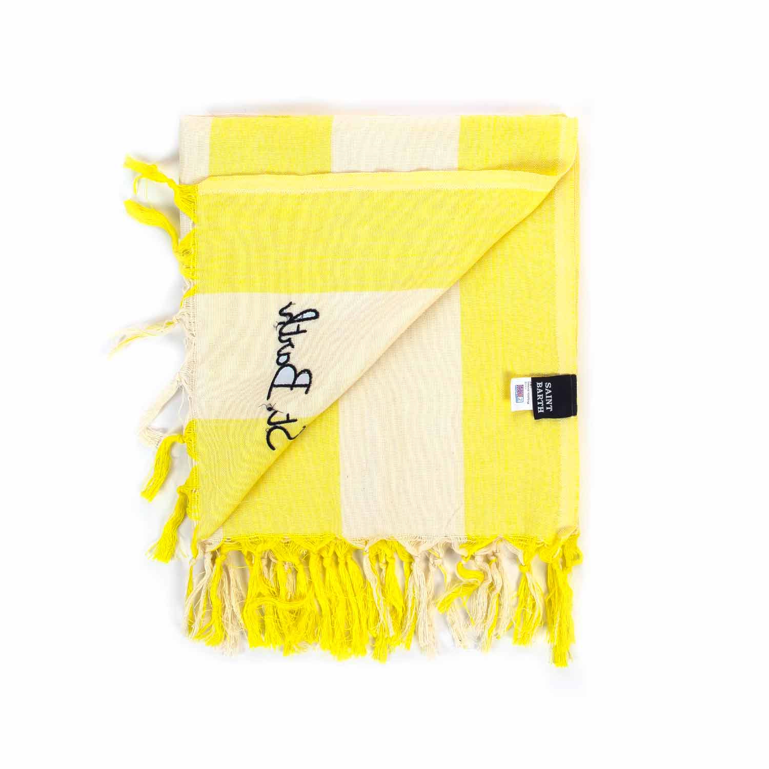 TELO MARE FOUTA UNISEX BIANCO E GIALLO A STRISCE - annameglio.com abbigliamento moda