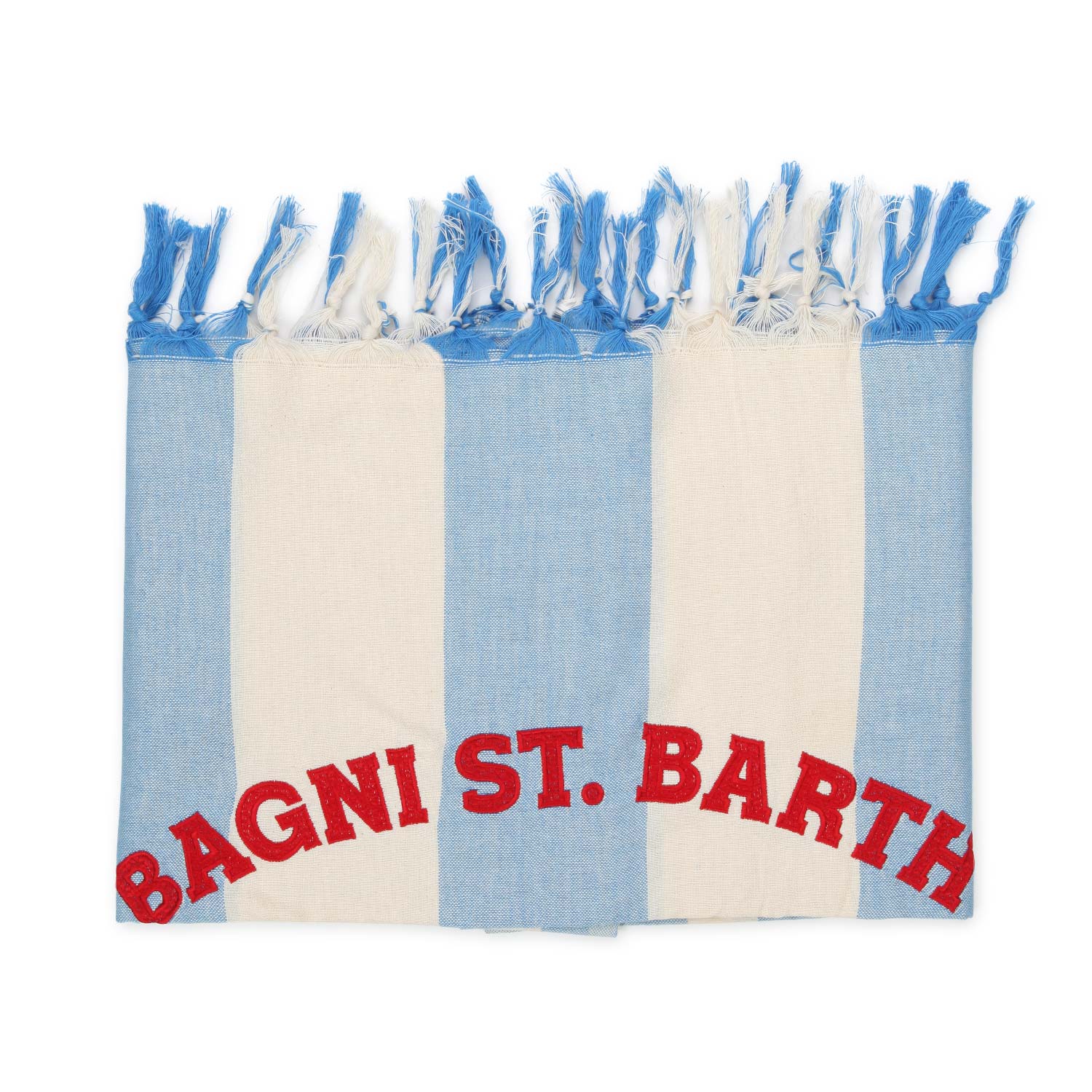 TELO MARE FOUTA UNISEX PANNA E CELESTE A RIGHE - annameglio.com abbigliamento moda