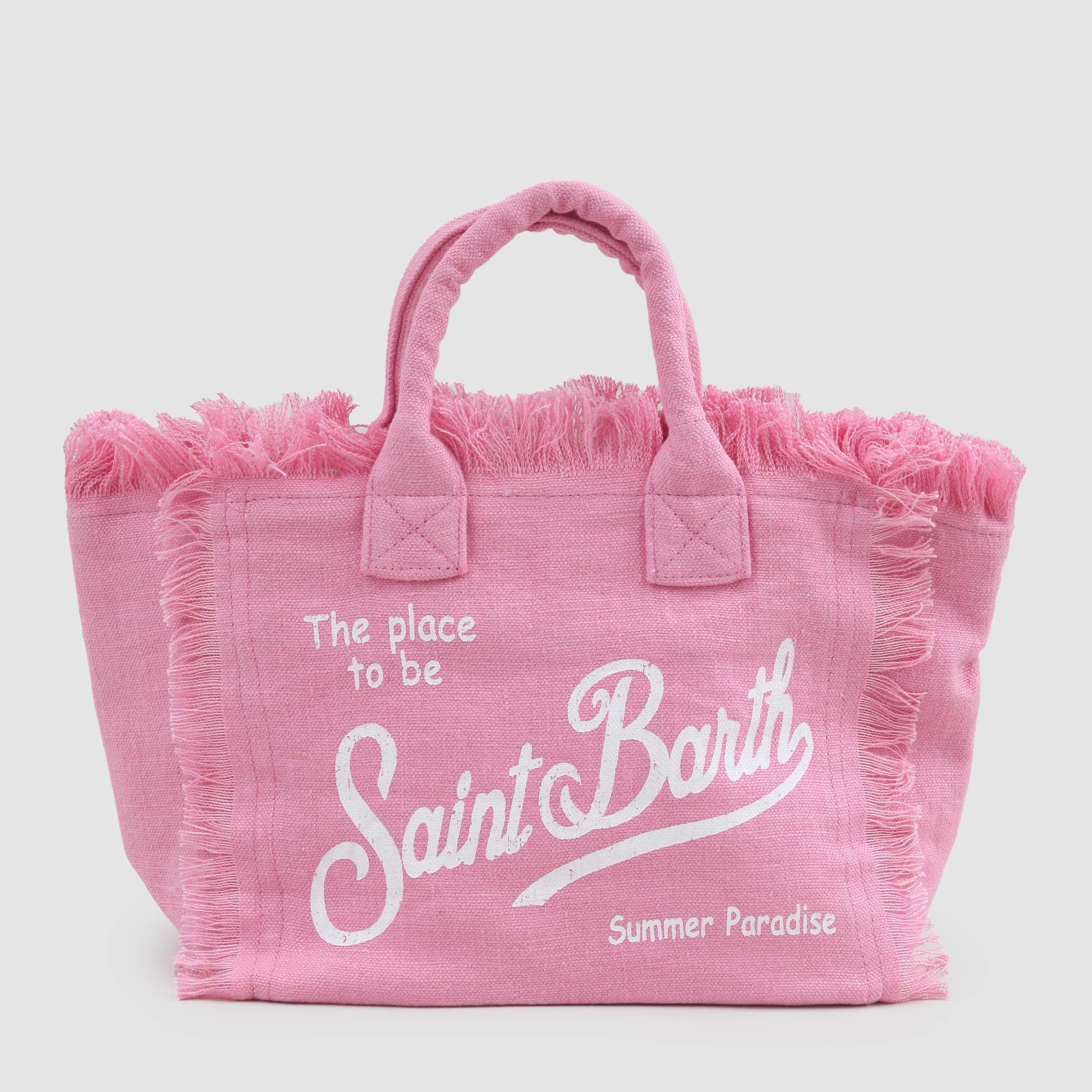 BORSA A MANO MINI COLETTE ROSA CON LOGHI BIANCHI - annameglio.com abbigliamento moda