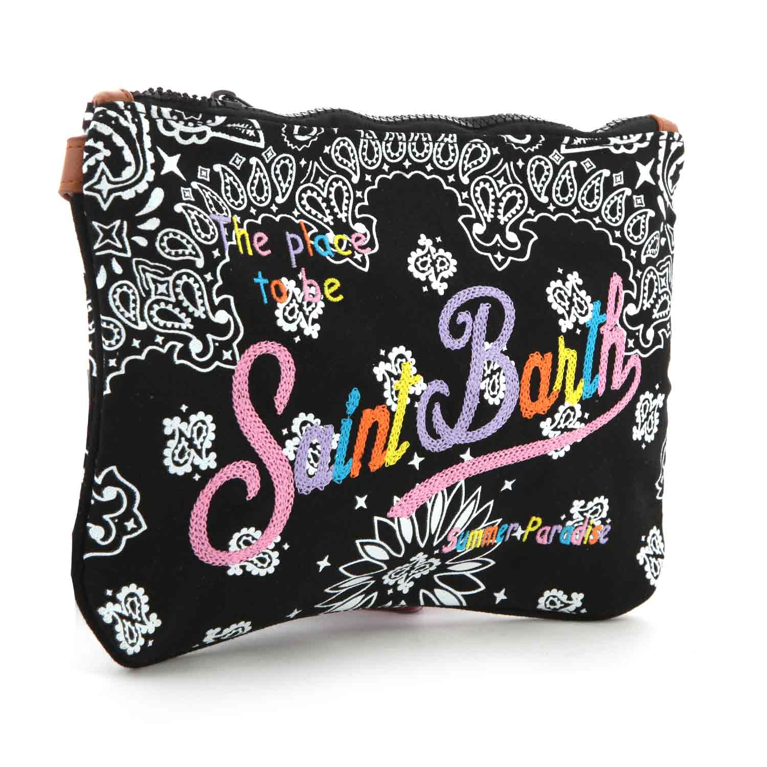 POCHETTE PARISIENNE NERA CON STAMPA BANDANA - annameglio.com abbigliamento moda