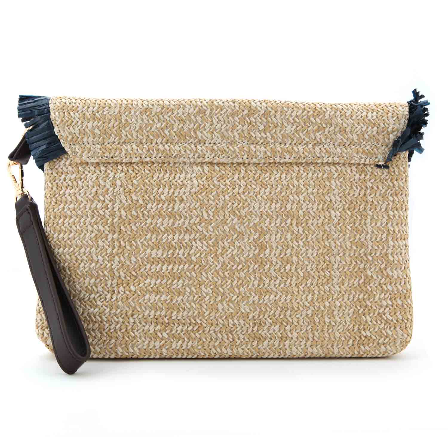 POCHETTE DI PAGLIA CON FRANGE BLU - annameglio.com abbigliamento moda