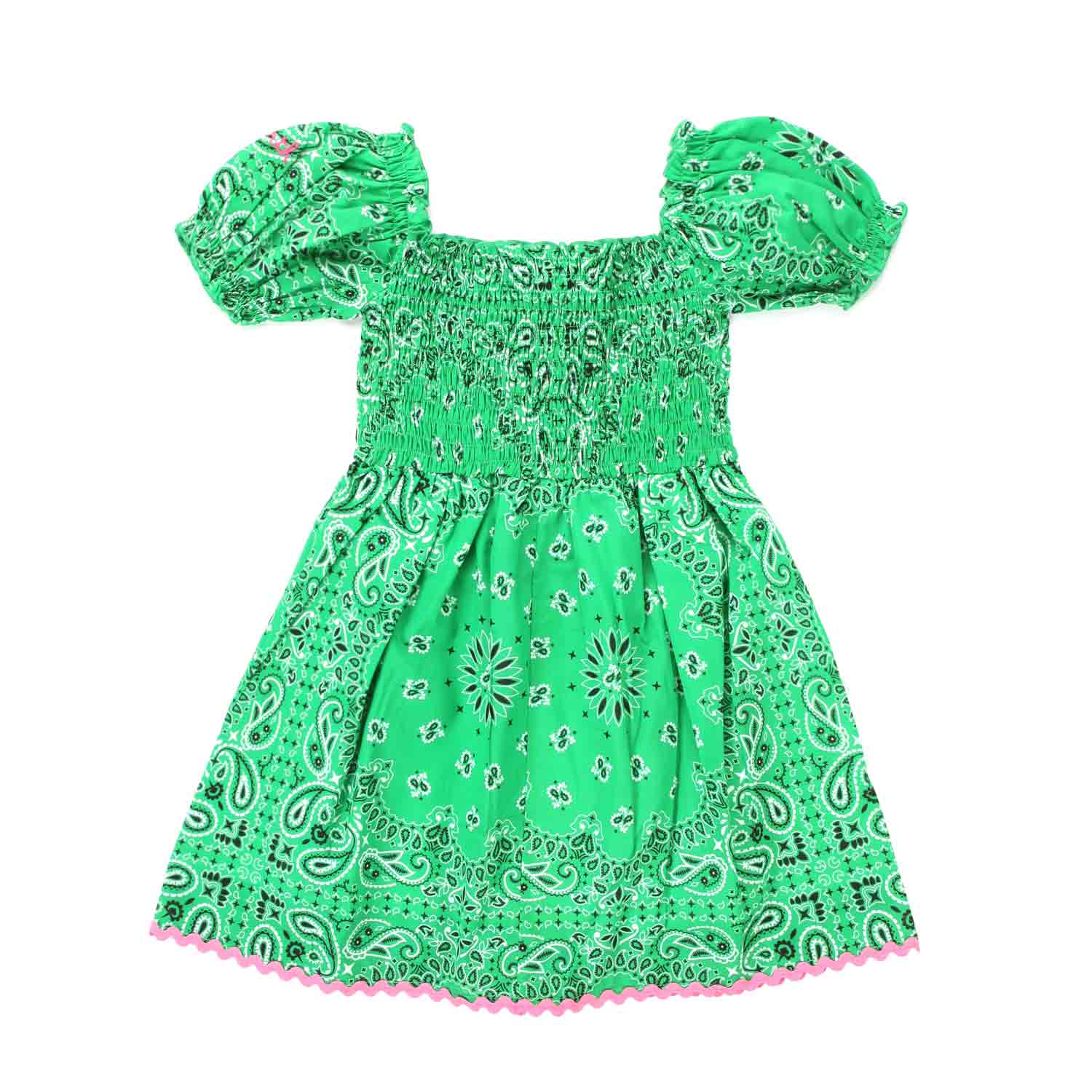 ABITO VERDE CON STAMPA BANDANA BAMBINA - annameglio.com abbigliamento moda