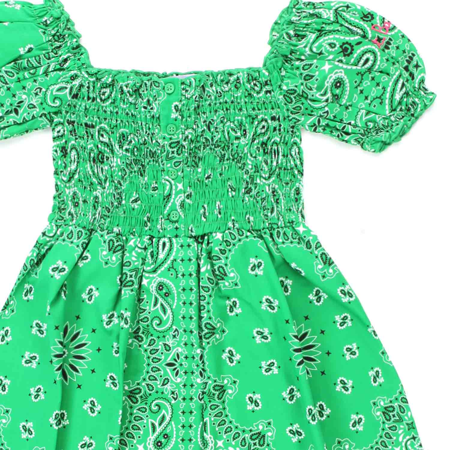 ABITO VERDE CON STAMPA BANDANA BAMBINA - annameglio.com abbigliamento moda