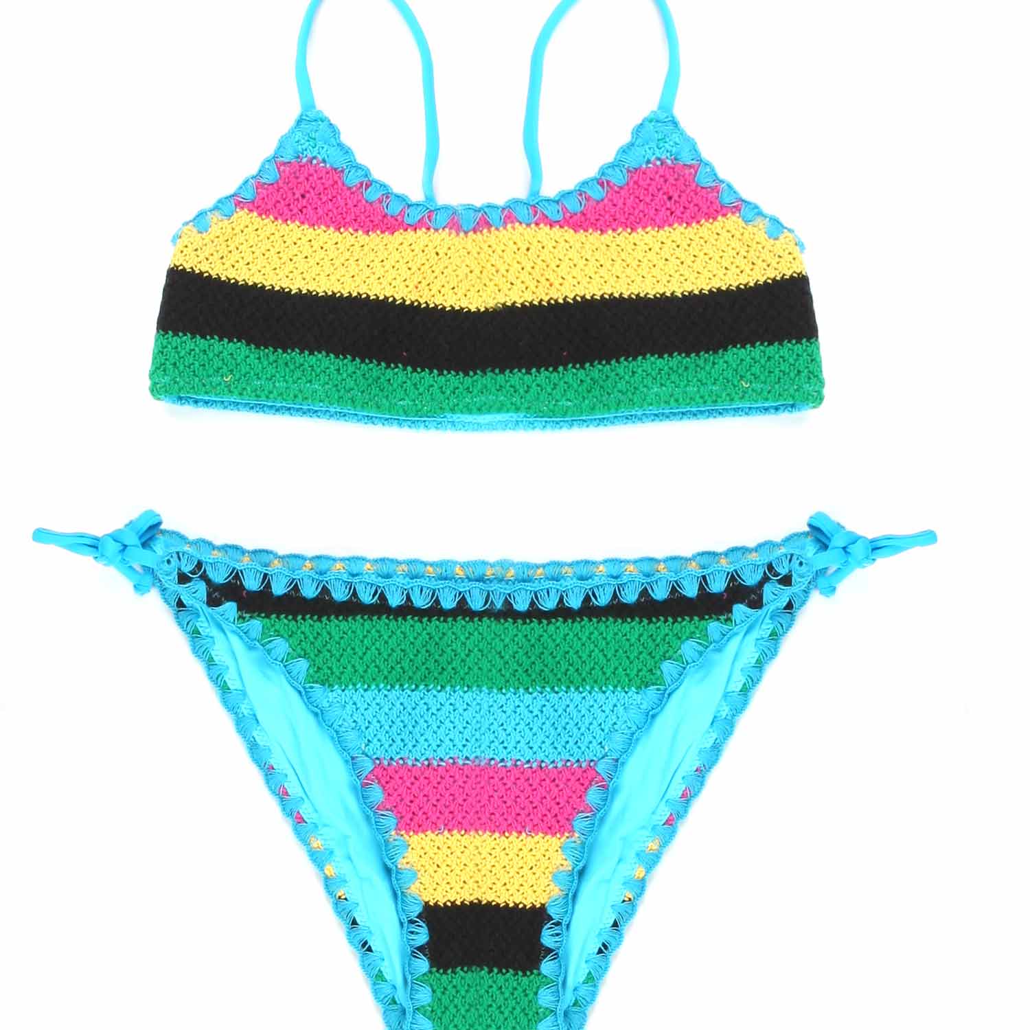 BIKINI CROCHET MULTICOLOR A STRISCE - annameglio.com abbigliamento moda