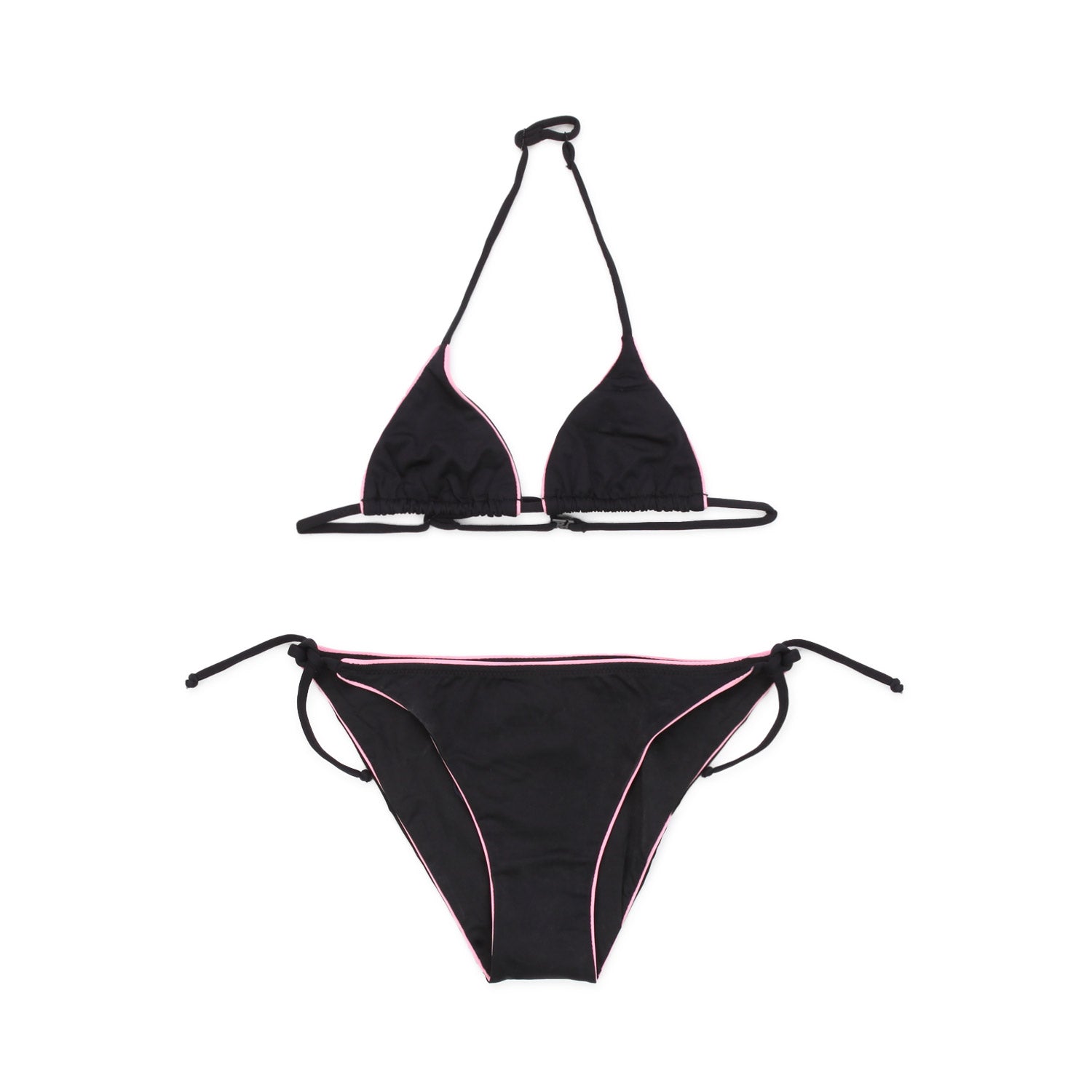 BIKINI NERO CON ORLI ROSA BAMBINA E TEEN - annameglio.com abbigliamento moda