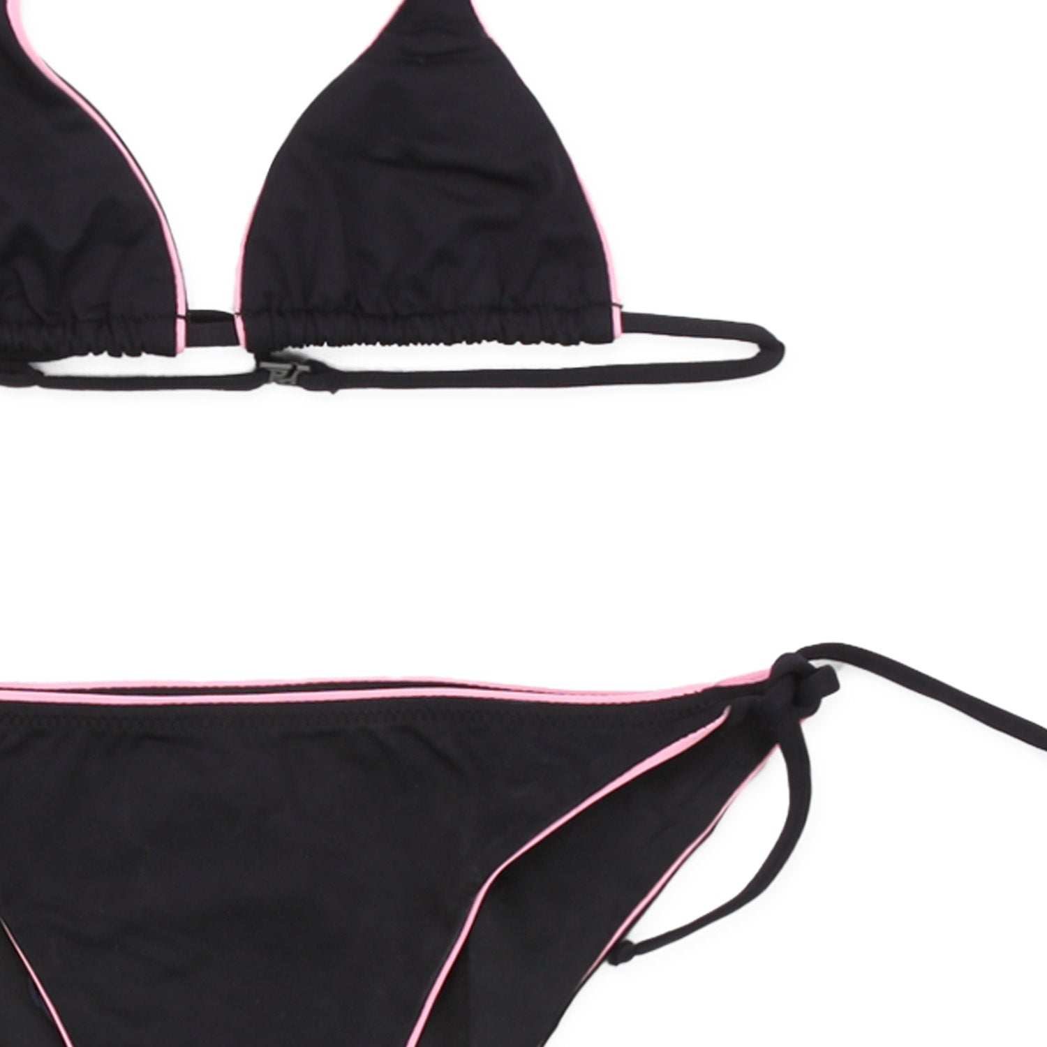 BIKINI NERO CON ORLI ROSA BAMBINA E TEEN - annameglio.com abbigliamento moda