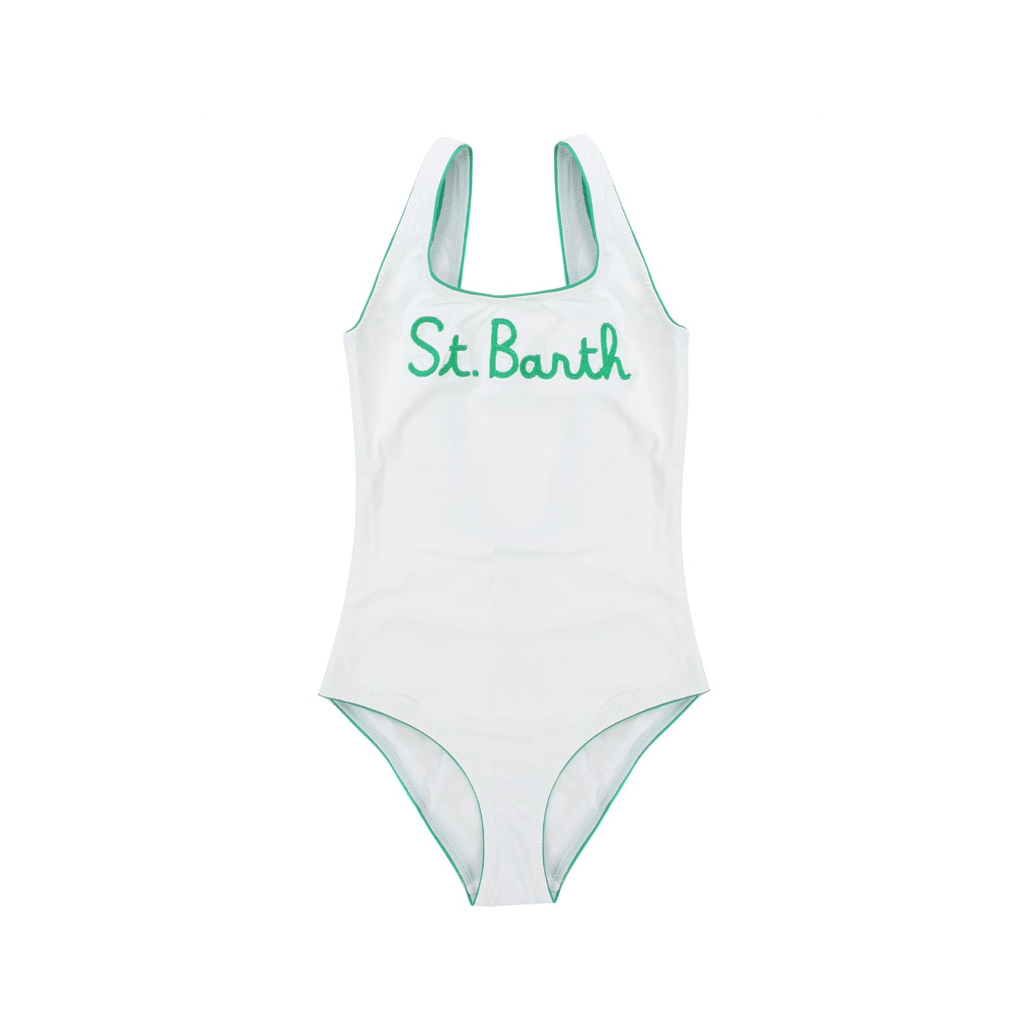 COSTUME DA BAGNO INTERO BIANCO CON LOGO VERDE - annameglio.com abbigliamento moda