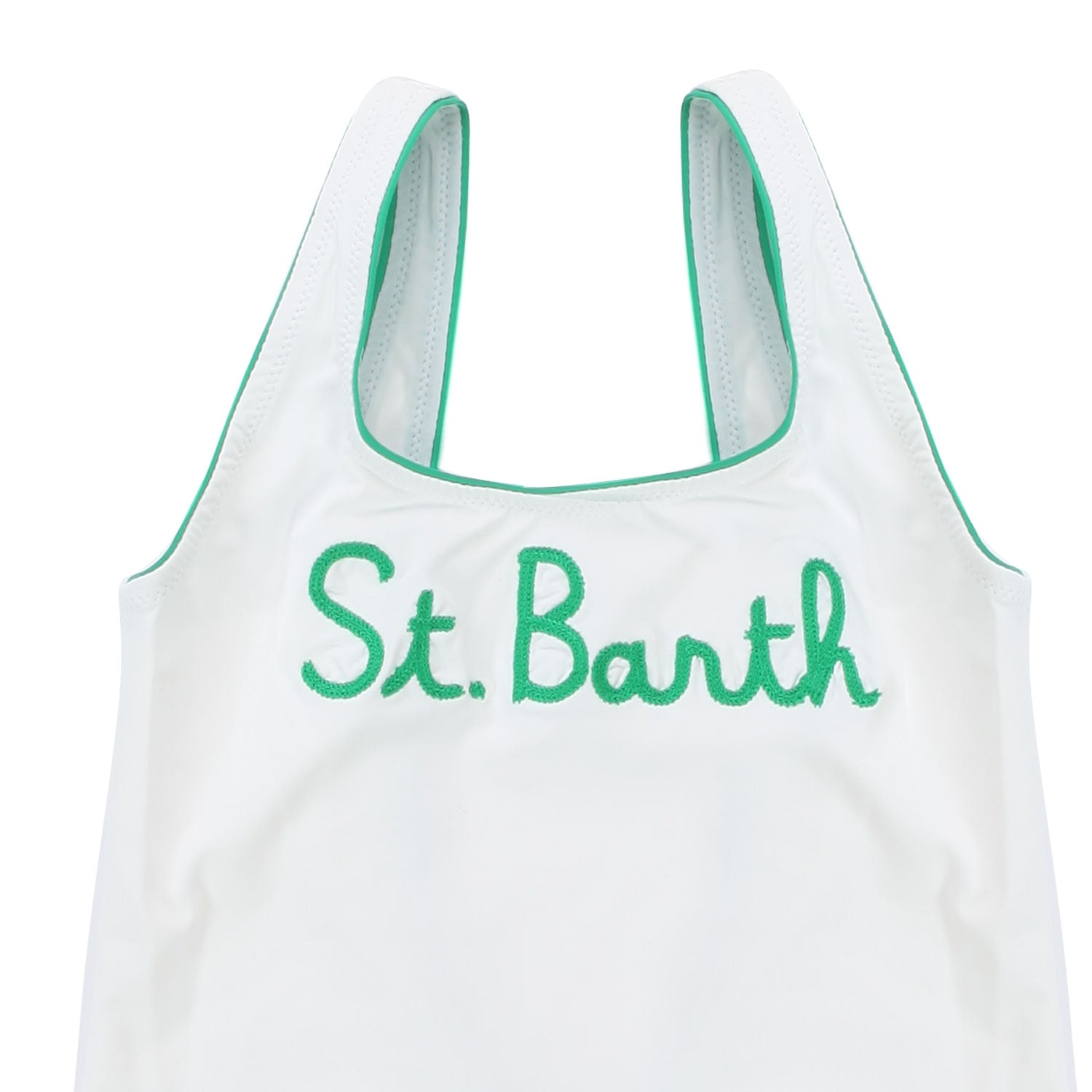 COSTUME DA BAGNO INTERO BIANCO CON LOGO VERDE - annameglio.com abbigliamento moda