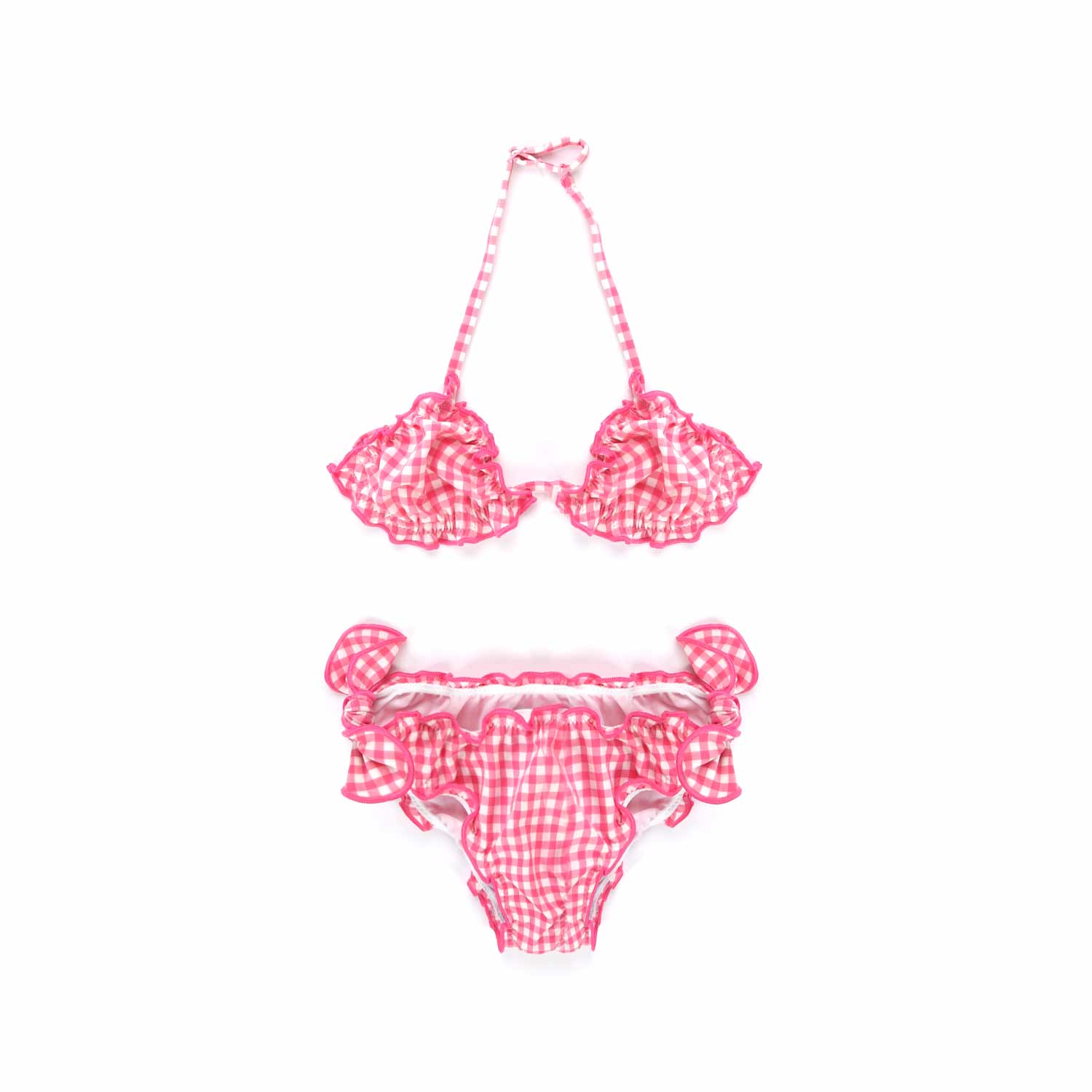 COSTUME BIKINI BIANCO E ROSA VICHY BAMBINA - annameglio.com abbigliamento moda