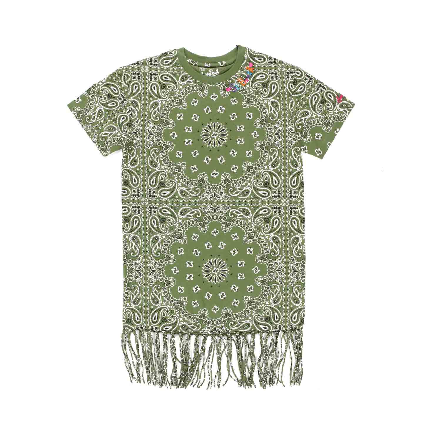 T-SHIRT VERDE CON STAMPA BANDANA BAMBINA E TEEN - annameglio.com abbigliamento moda