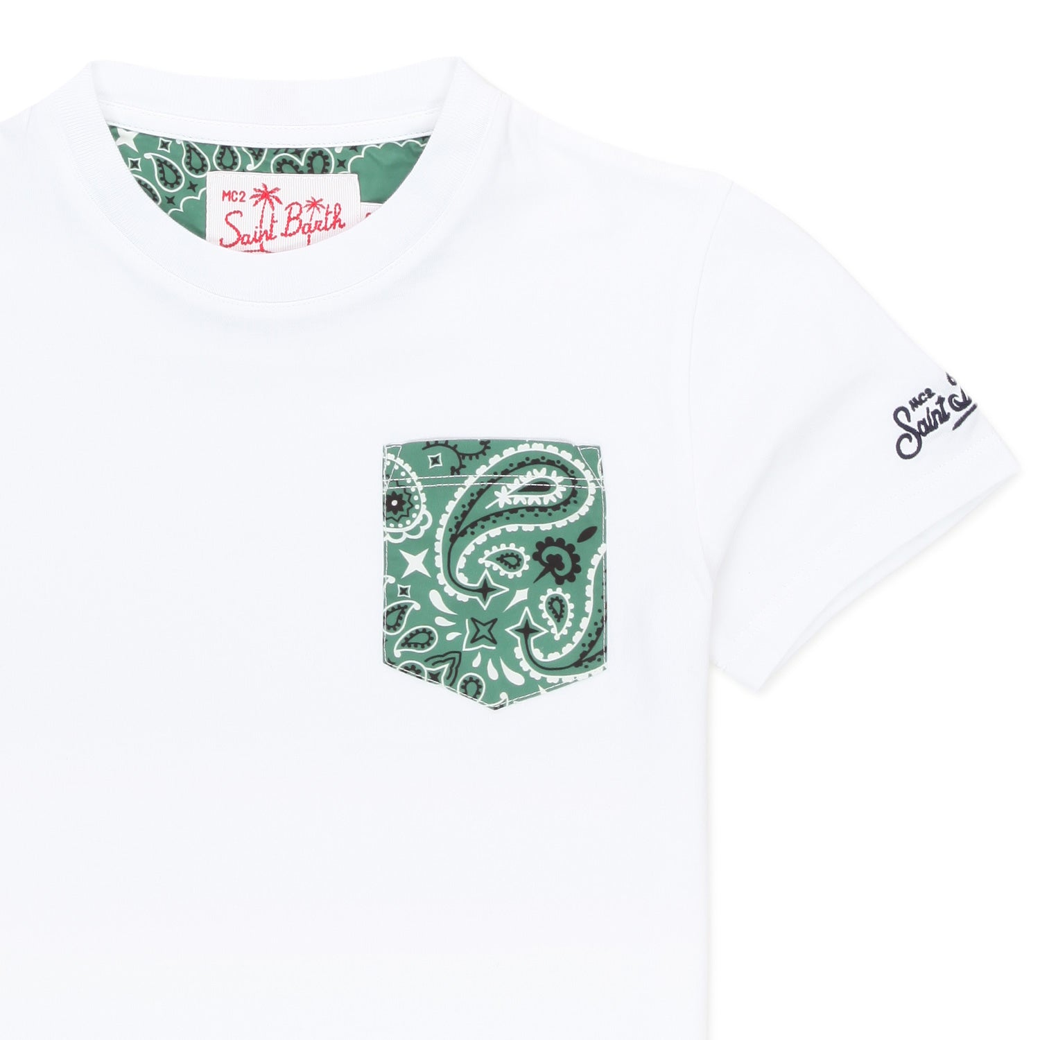 T-SHIRT BIANCA CON TASCHINO VERDE - annameglio.com abbigliamento moda