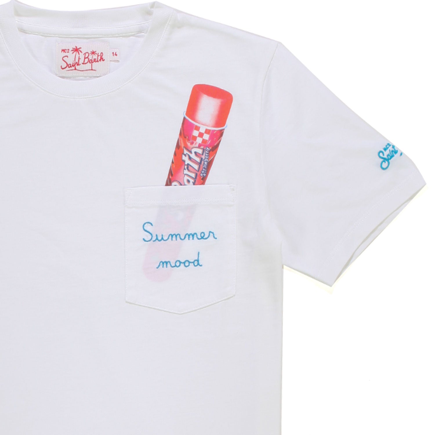 T-SHIRT UNISEX BIANCA CON TASCHINO E RICAMI - annameglio.com abbigliamento moda