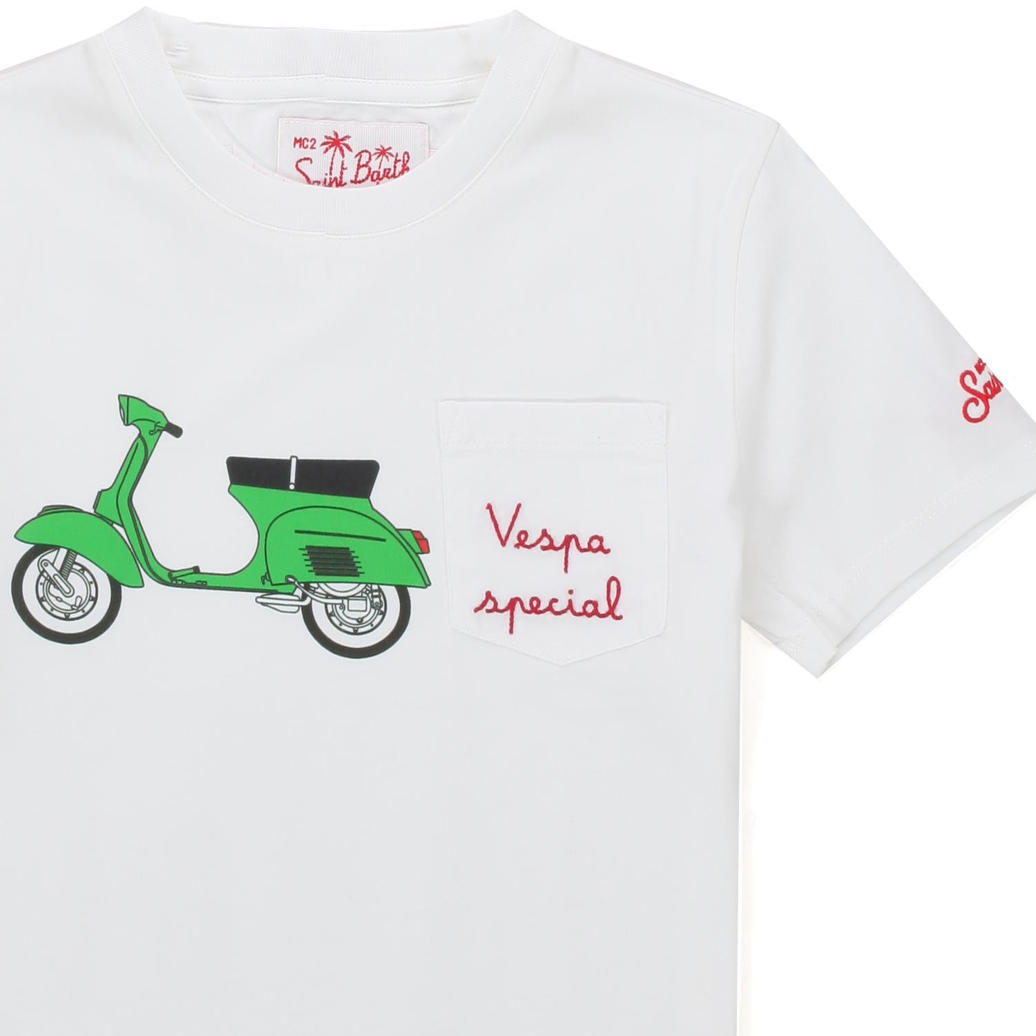 T-SHIRT BIANCA CON VESPA VERDE BAMBINO E TEEN - annameglio.com abbigliamento moda