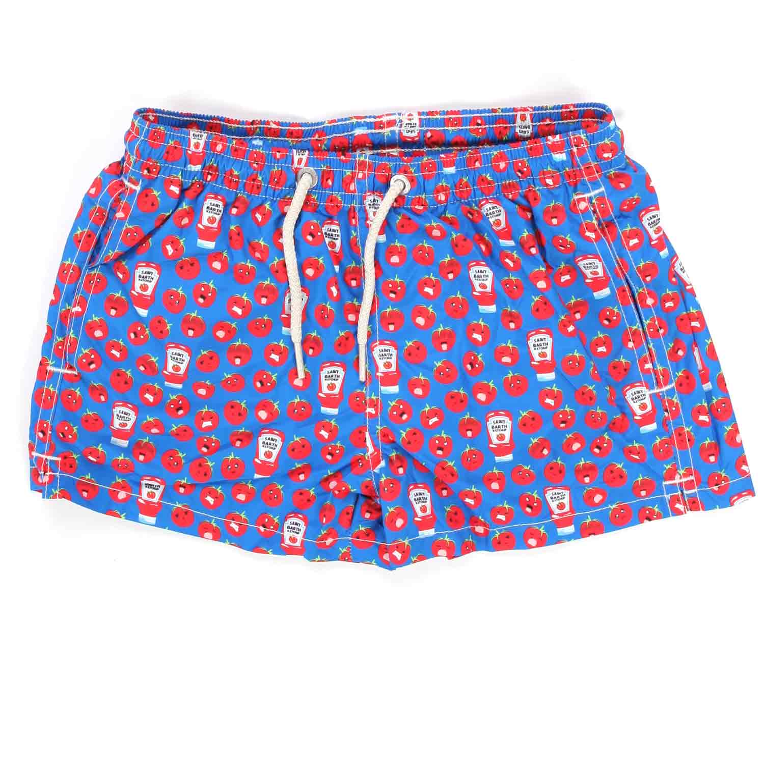 COSTUME BOXER AZZURRO CON STAMPE KETCHUP BAMBINO - annameglio.com abbigliamento moda