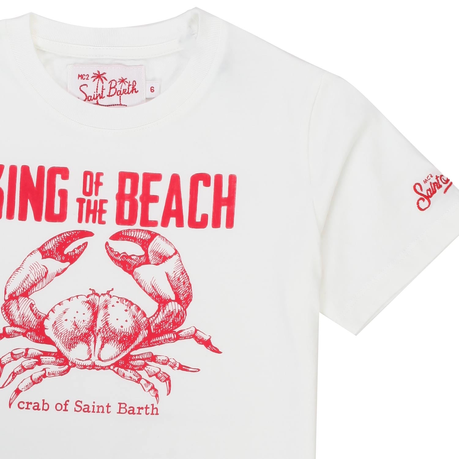 T-SHIRT BIANCA CON GRANCHIO ROSSO BAMBINO - annameglio.com abbigliamento moda