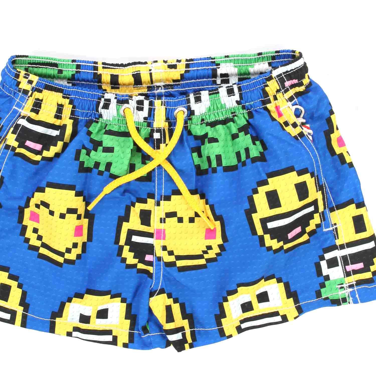 COSTUME BOXER AZZURRO CON EMOJI GIALLE BAMBINO - annameglio.com abbigliamento moda