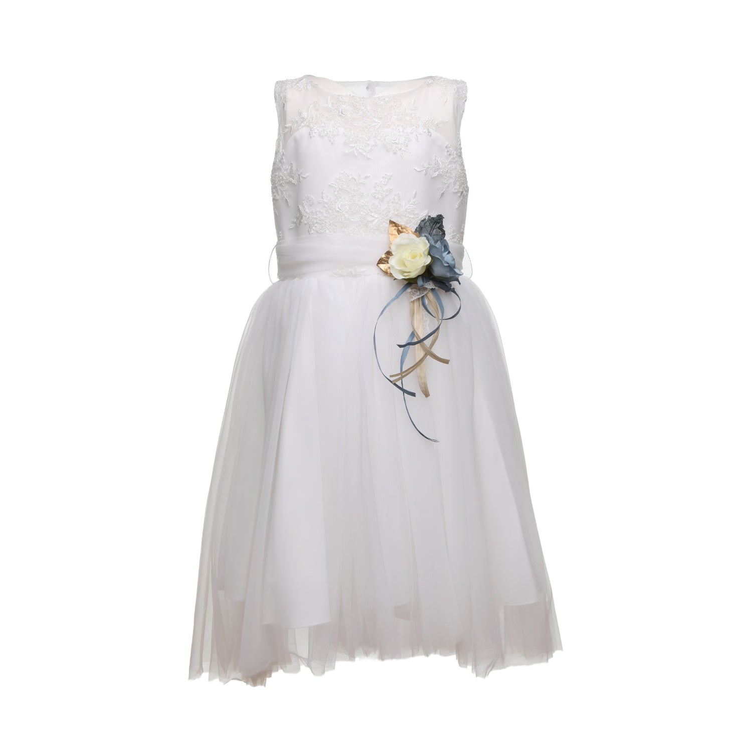 ABITO CERIMONIA AVORIO CON SPILLA A FIORI BAMBINA - annameglio.com abbigliamento moda