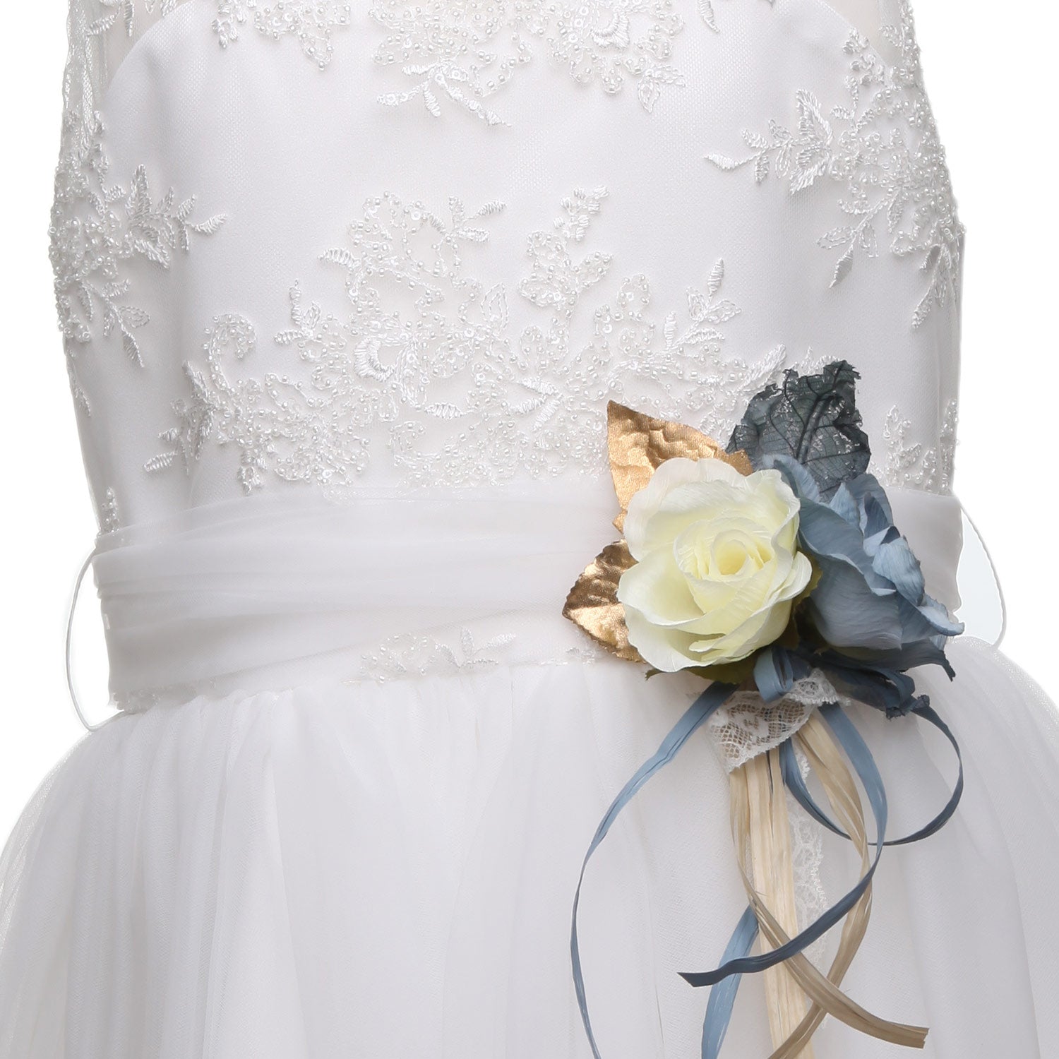 ABITO CERIMONIA AVORIO CON SPILLA A FIORI BAMBINA - annameglio.com abbigliamento moda