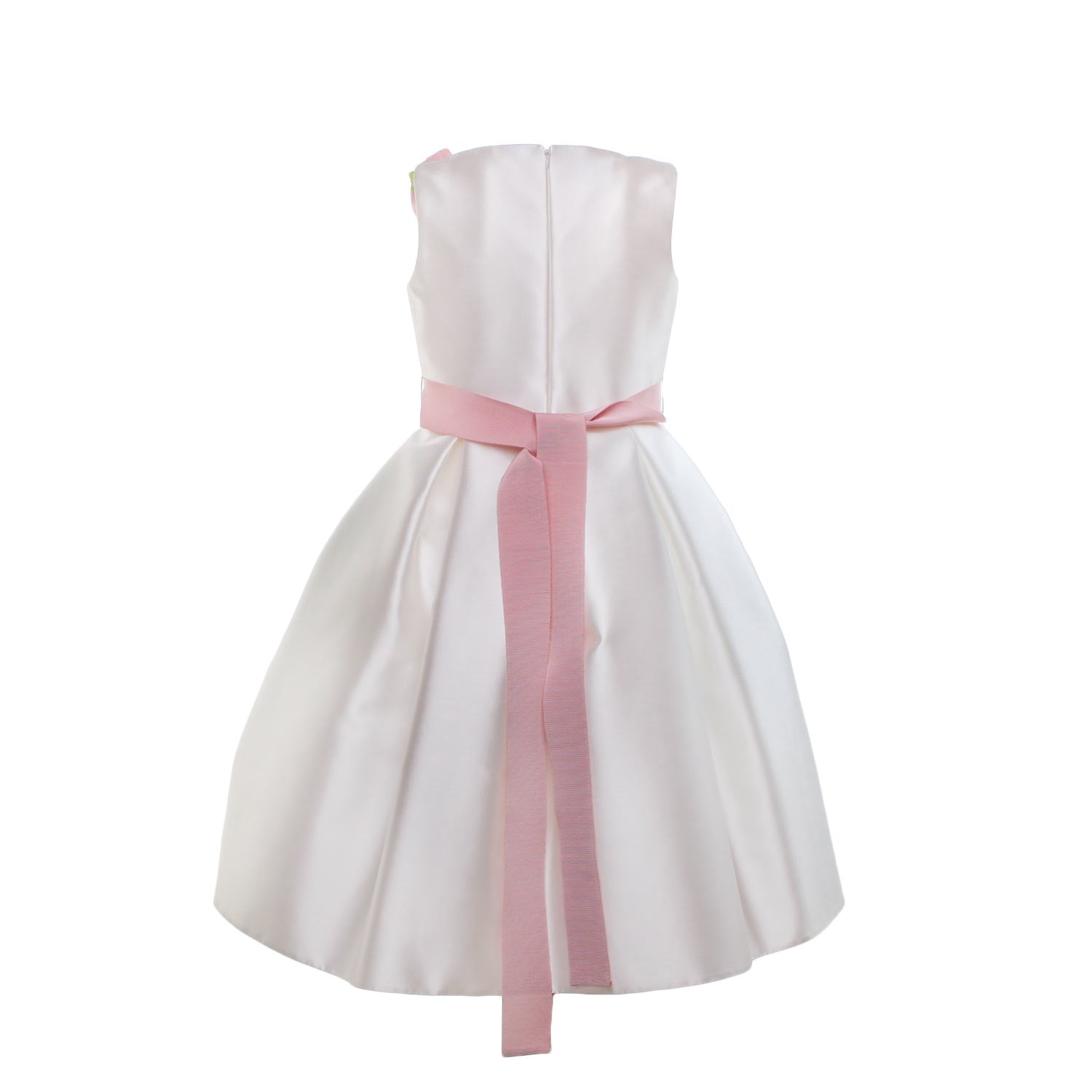 ABITO CERIMONIA PANNA CON CINTURA E SPILLA ROSA - annameglio.com abbigliamento moda