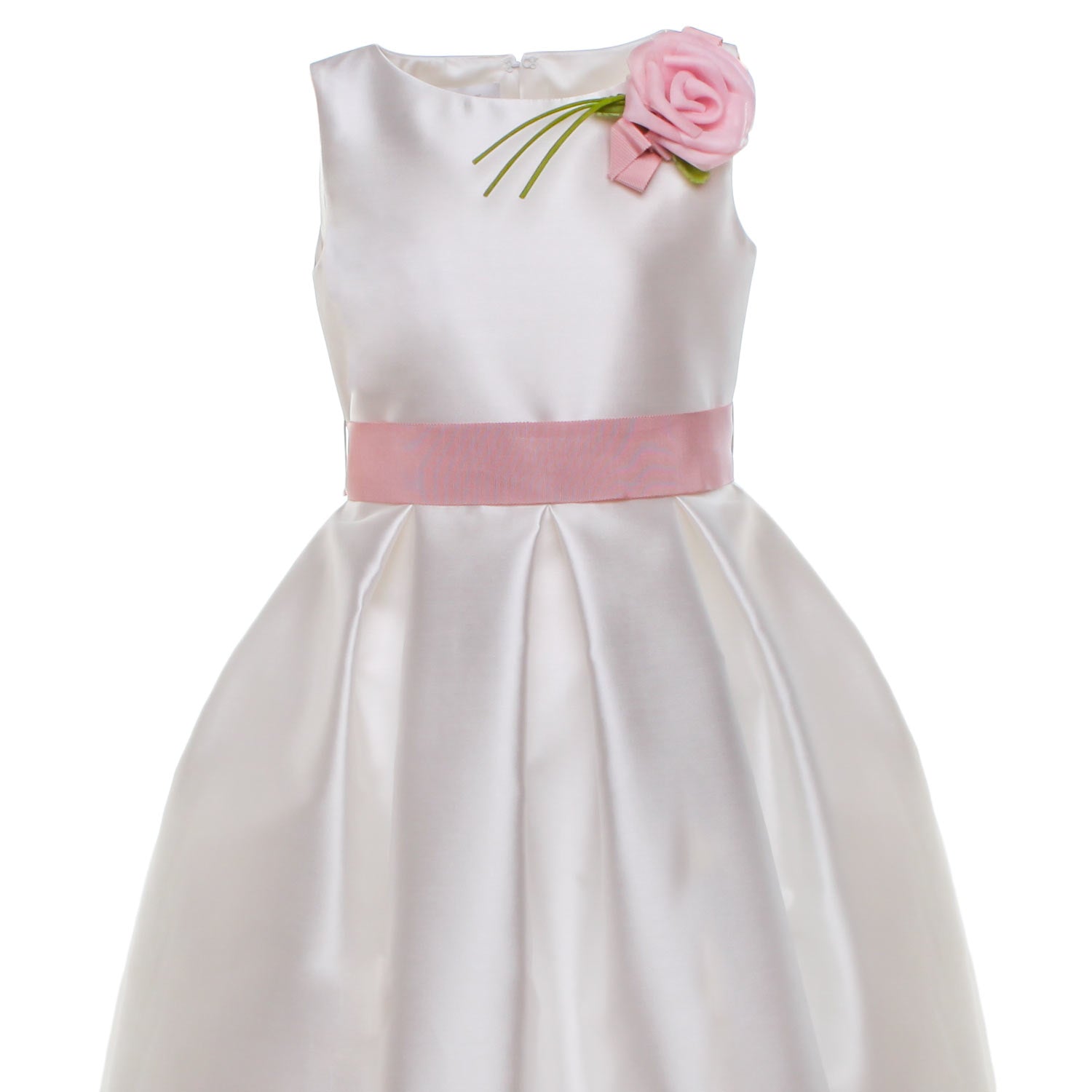 ABITO CERIMONIA PANNA CON CINTURA E SPILLA ROSA - annameglio.com abbigliamento moda