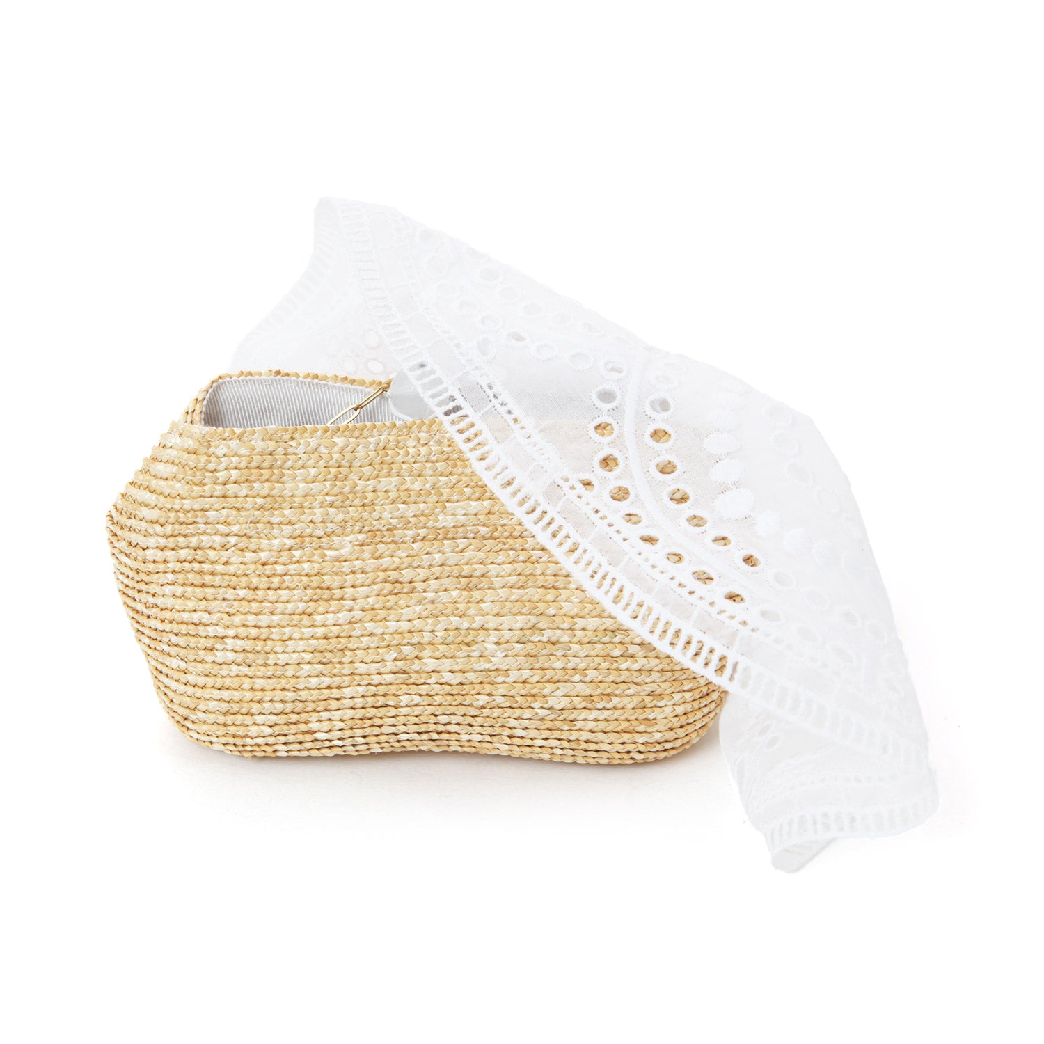 BORSETTA IN PAGLIA CON RIVESTIMENTO SANGALLO - annameglio.com abbigliamento moda