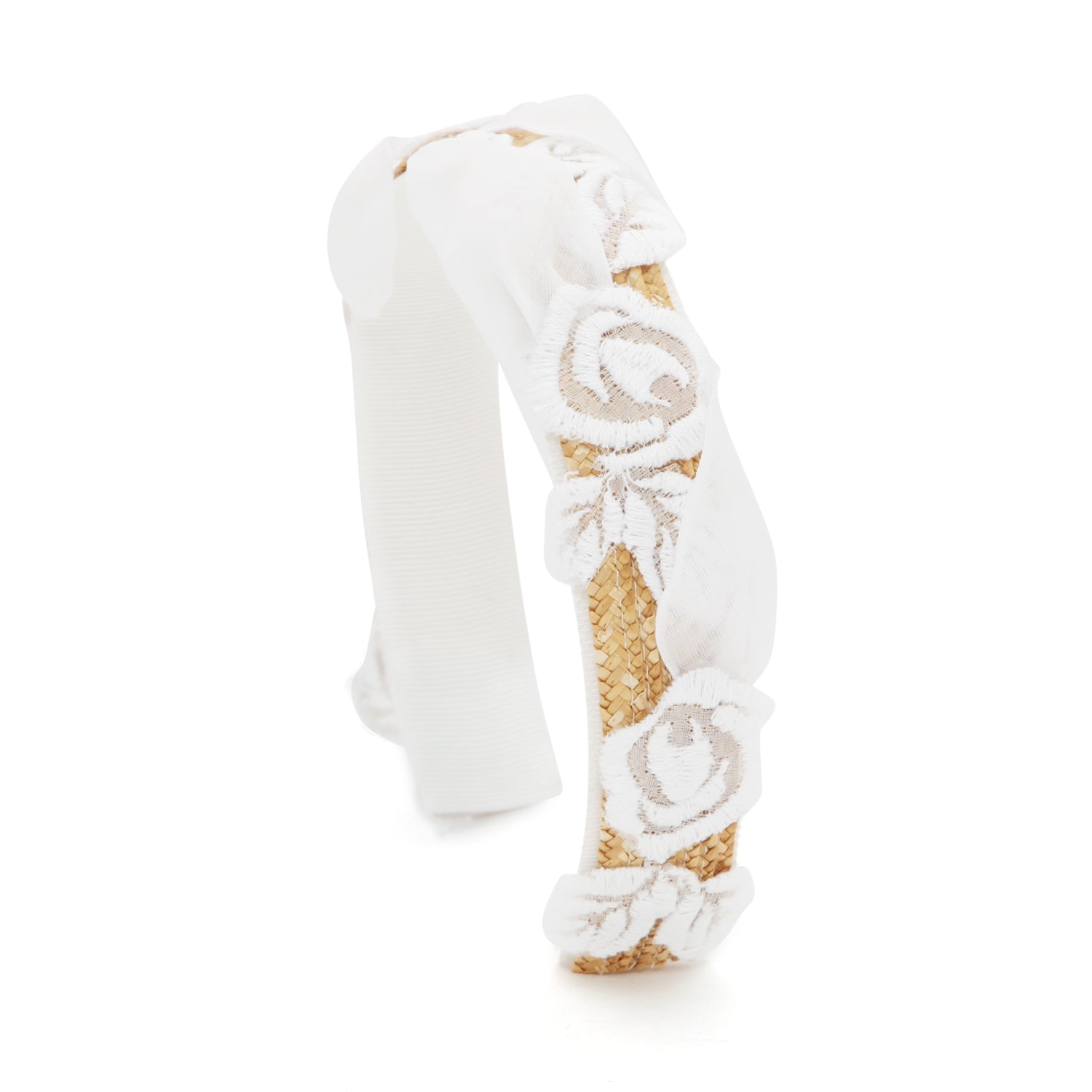 CERCHIETTO IN PAGLIA CON RIVESTIMENTO SANGALLO - annameglio.com abbigliamento moda