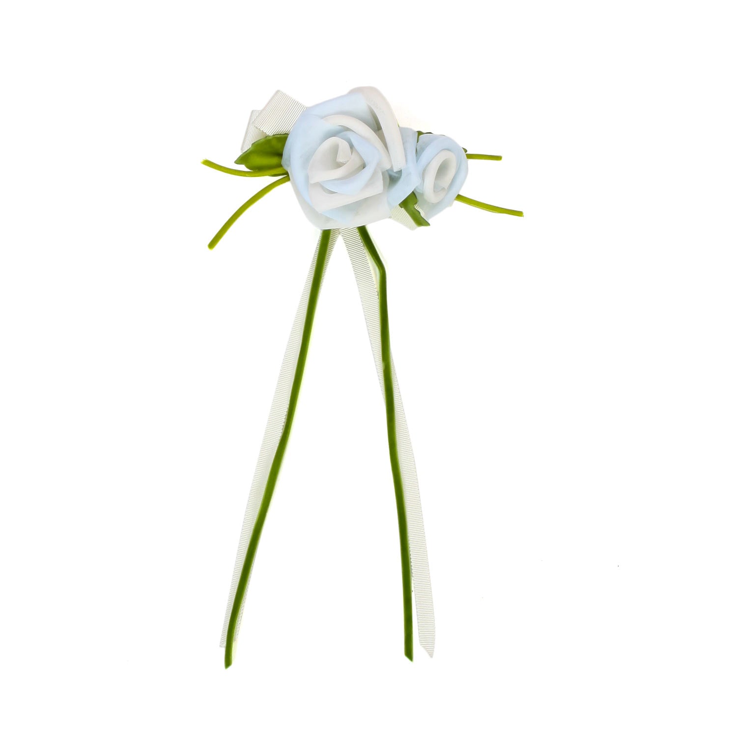 FERMAGLIO FLOREALE CELESTE, BIANCO E VERDE - annameglio.com abbigliamento moda