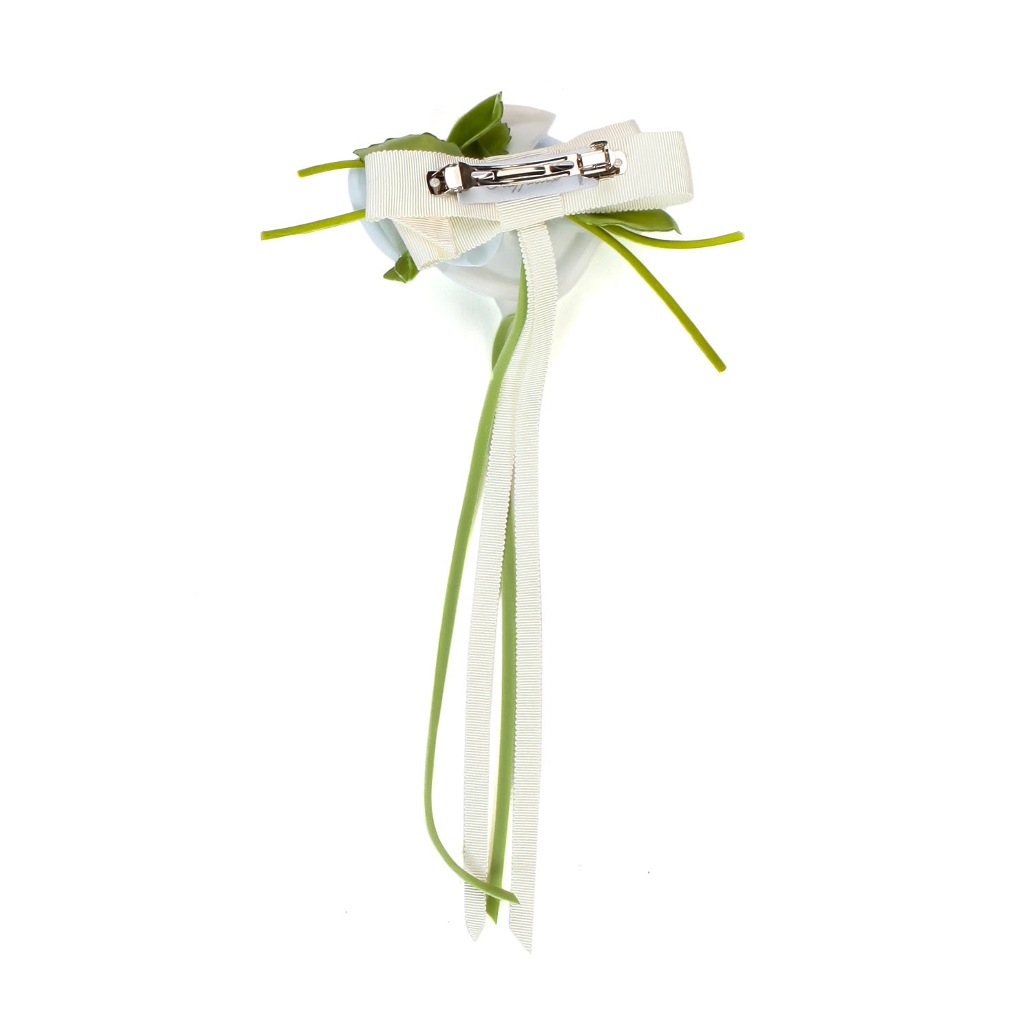 FERMAGLIO FLOREALE CELESTE, BIANCO E VERDE - annameglio.com abbigliamento moda