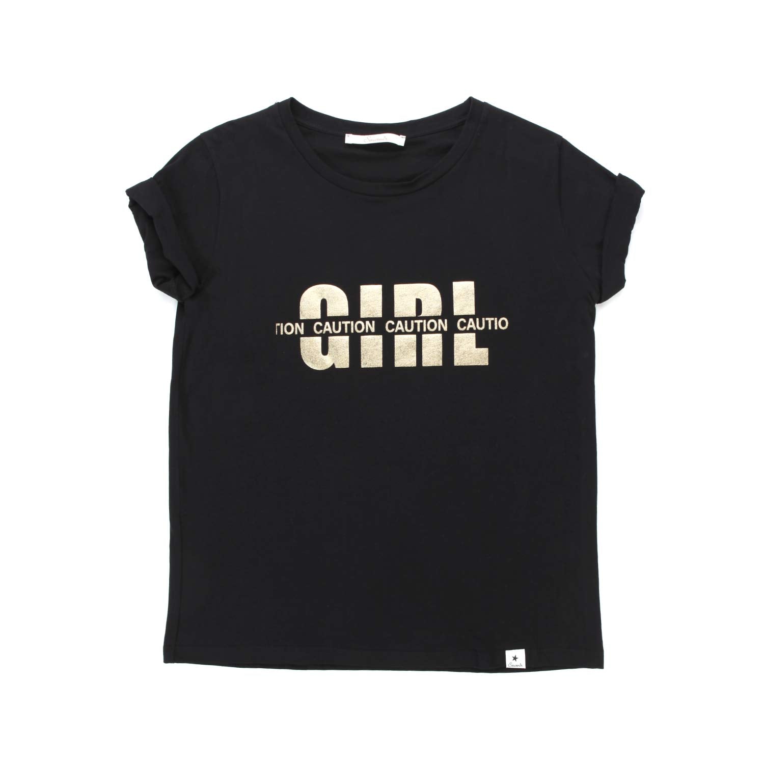 T-SHIRT NERA CON LOGO ORO DONNA E TEEN - annameglio.com abbigliamento moda