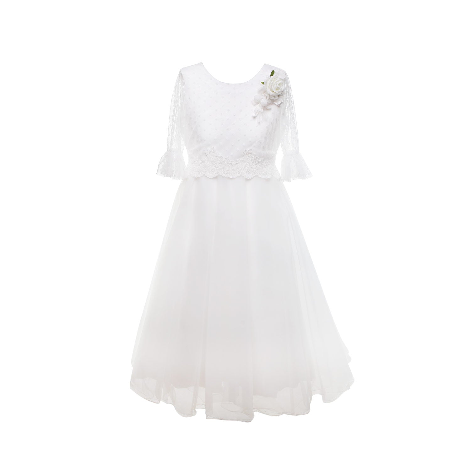 ABITO CERIMONIA BIANCO CON SPILLA BAMBINA TEEN - annameglio.com abbigliamento moda
