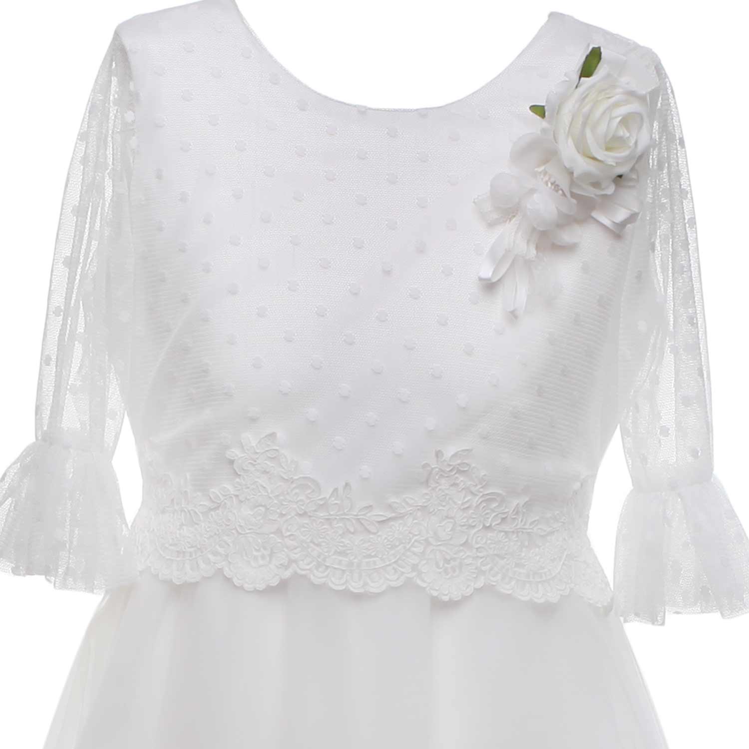 ABITO CERIMONIA BIANCO CON SPILLA BAMBINA TEEN - annameglio.com abbigliamento moda