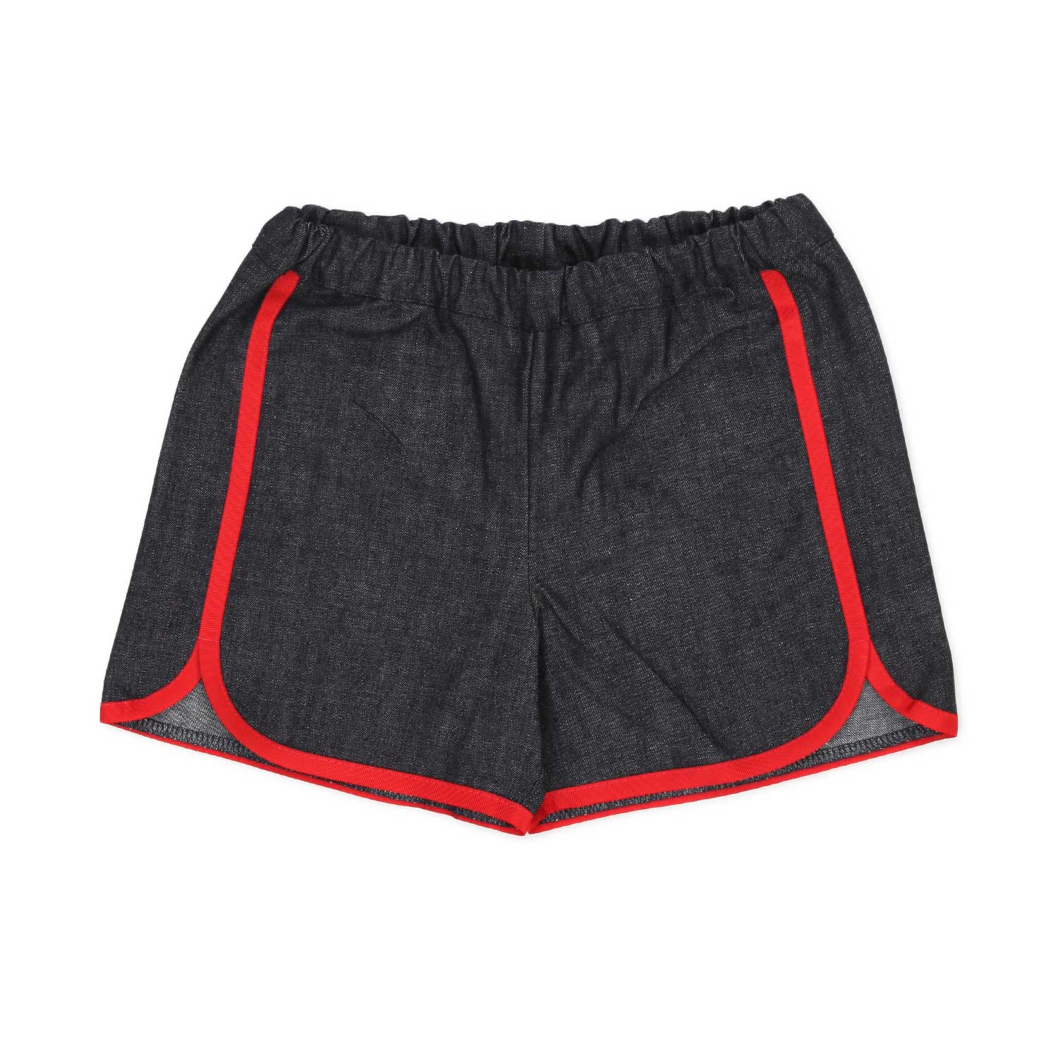 SHORTS BLU SCURO CON ORLI ROSSI BAMBINA - annameglio.com abbigliamento moda