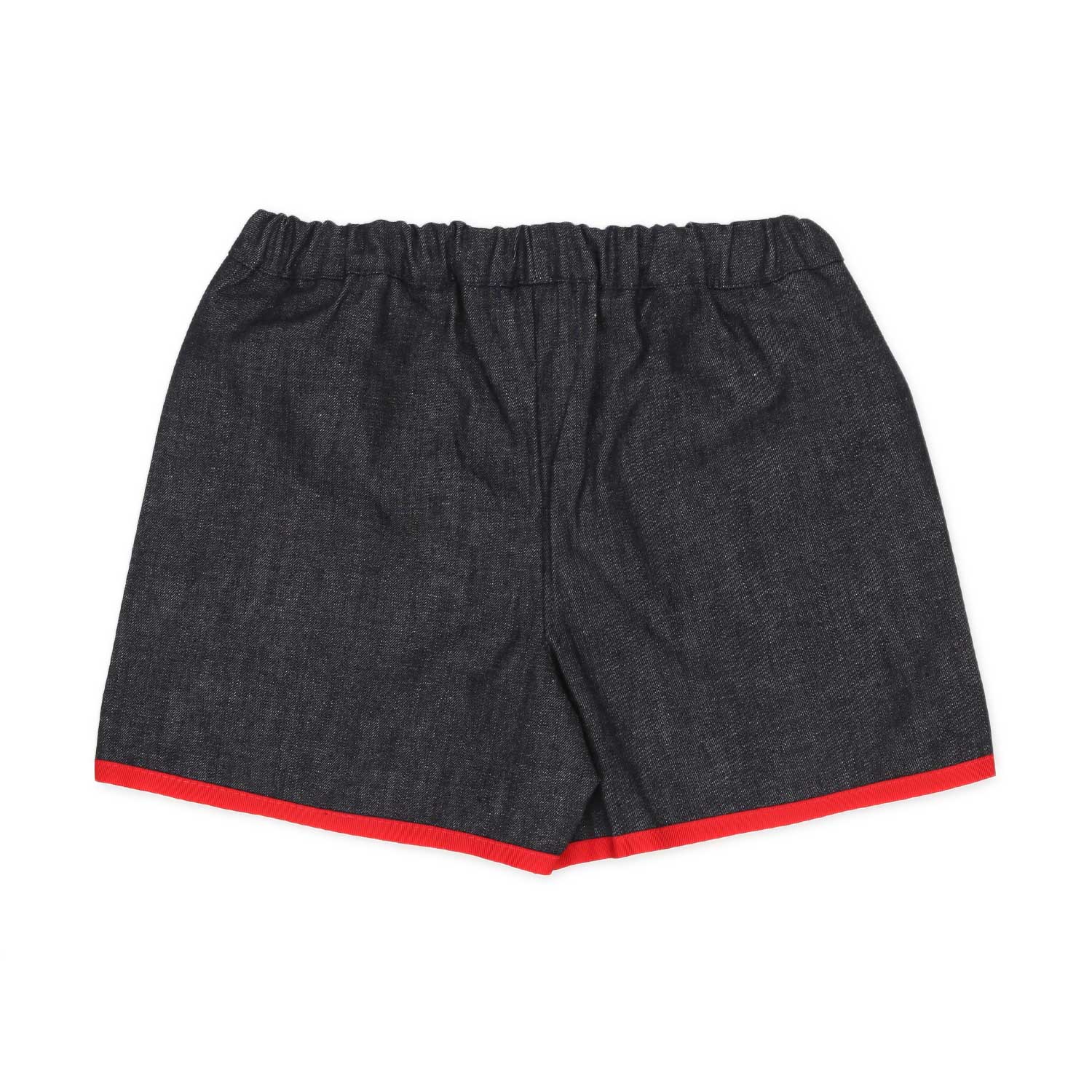 SHORTS BLU SCURO CON ORLI ROSSI BAMBINA - annameglio.com abbigliamento moda