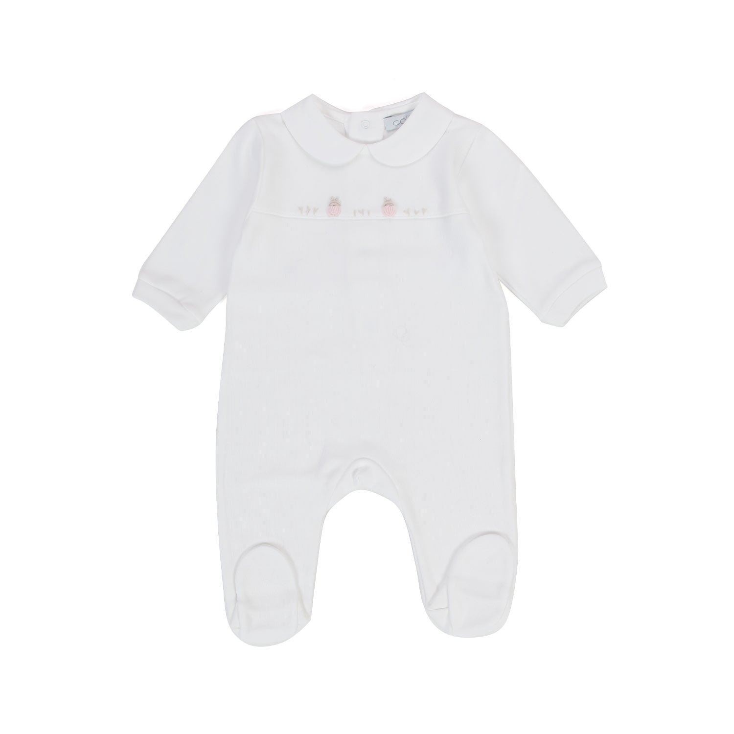 TUTINA NEONATA BIANCA CON RICAMI ROSA - annameglio.com abbigliamento moda