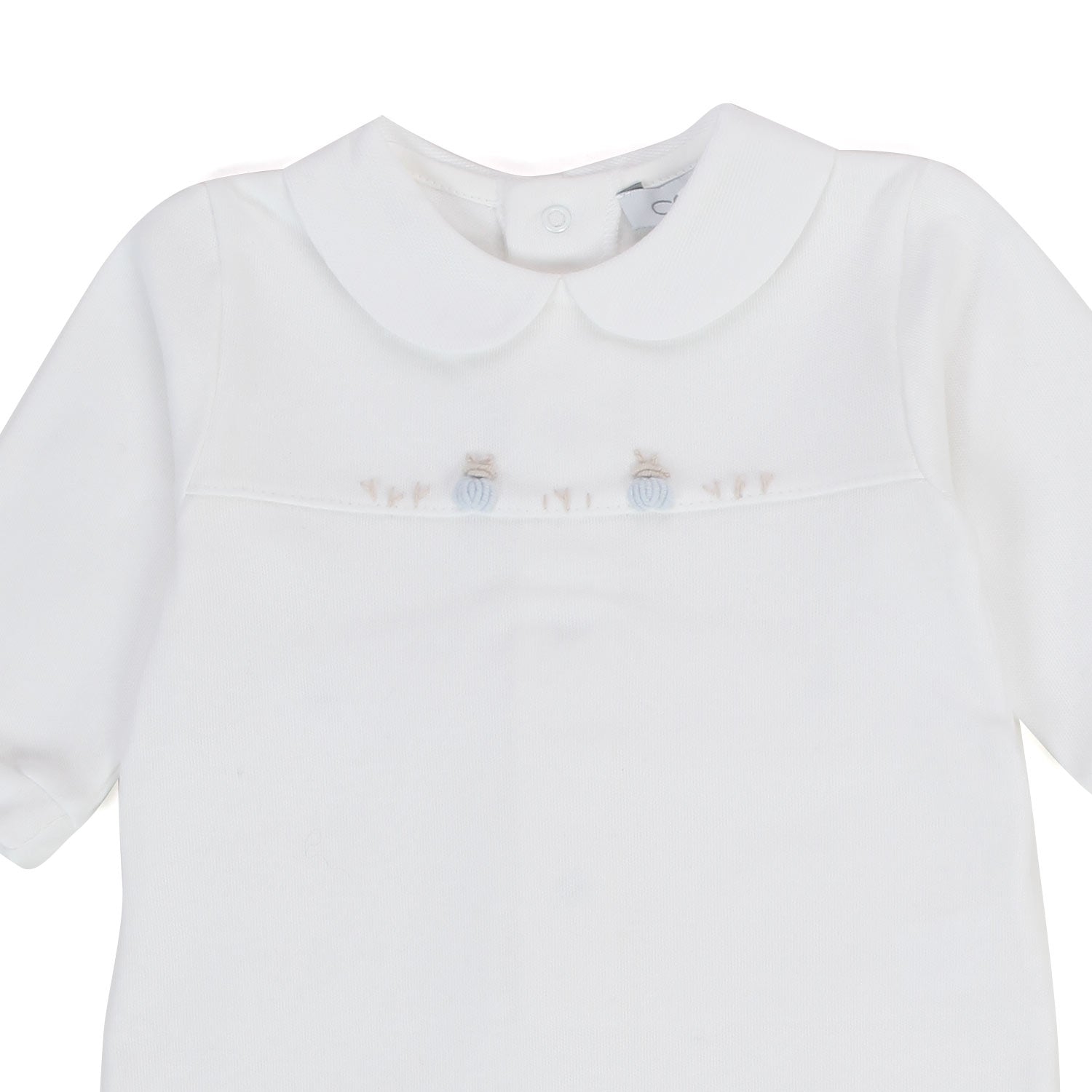 TUTINA BIANCA CON RICAMI CELESTI PER BEBÈ - annameglio.com abbigliamento moda