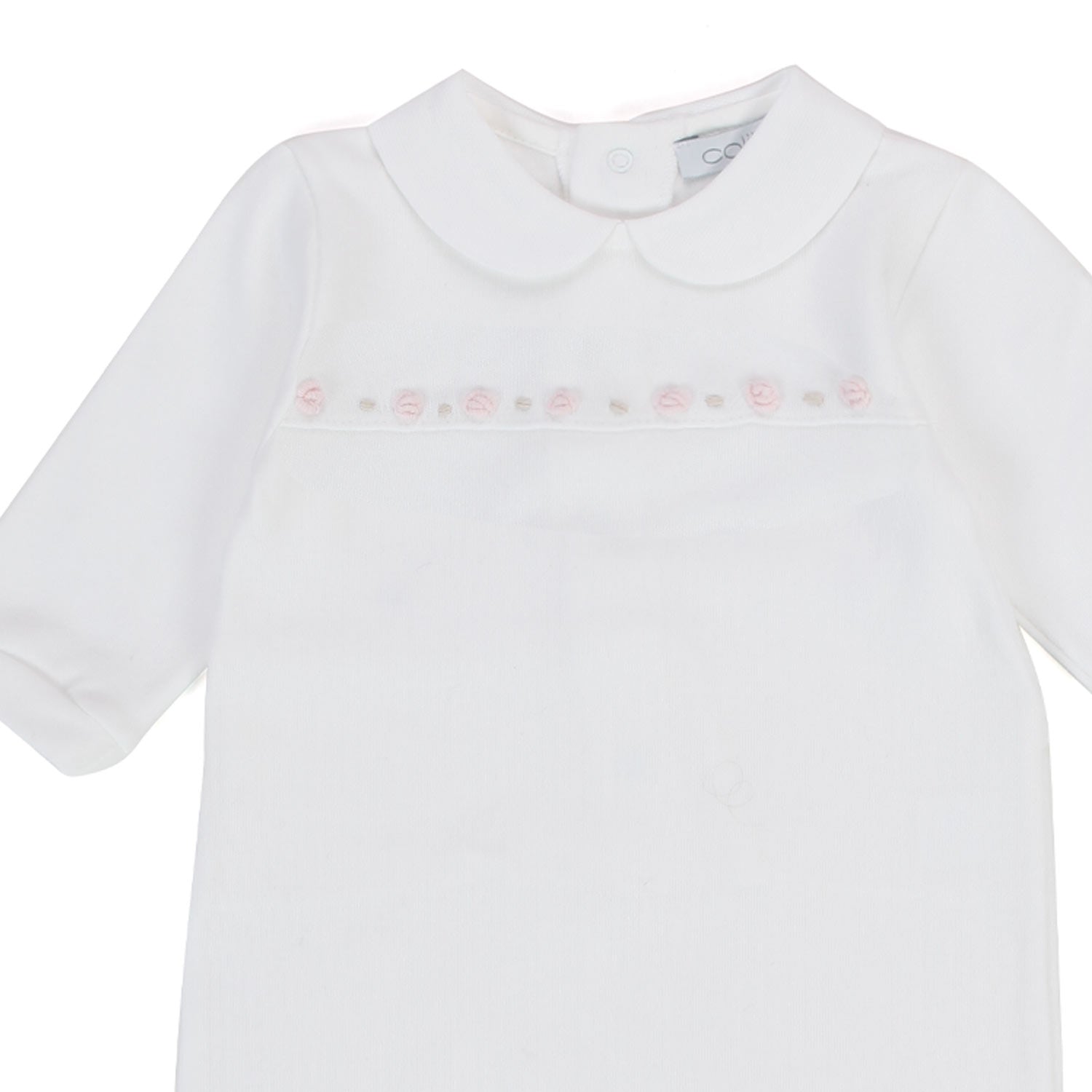 TUTINA BIANCA CON RICAMI ROSA NEONATA - annameglio.com abbigliamento moda