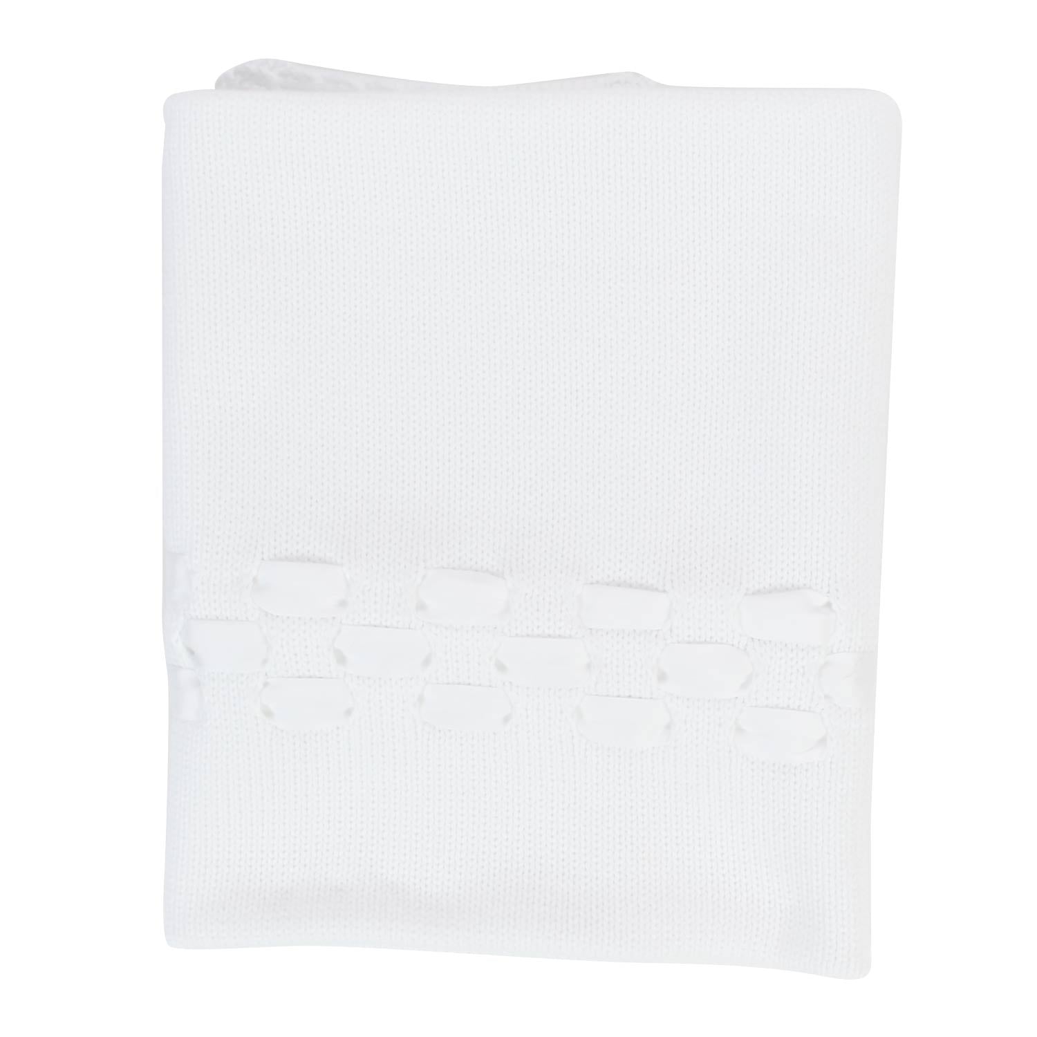 COPERTINA BEBÈ BIANCA CON NASTRINI DI RASO - annameglio.com abbigliamento moda